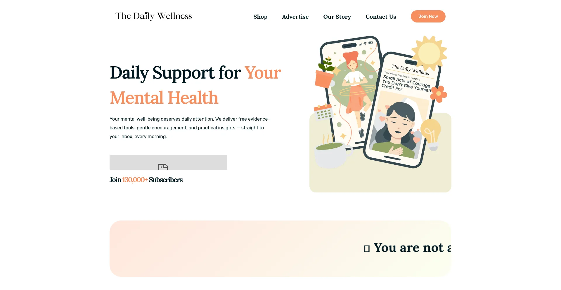 Website screenshot of Thedailywellness.org