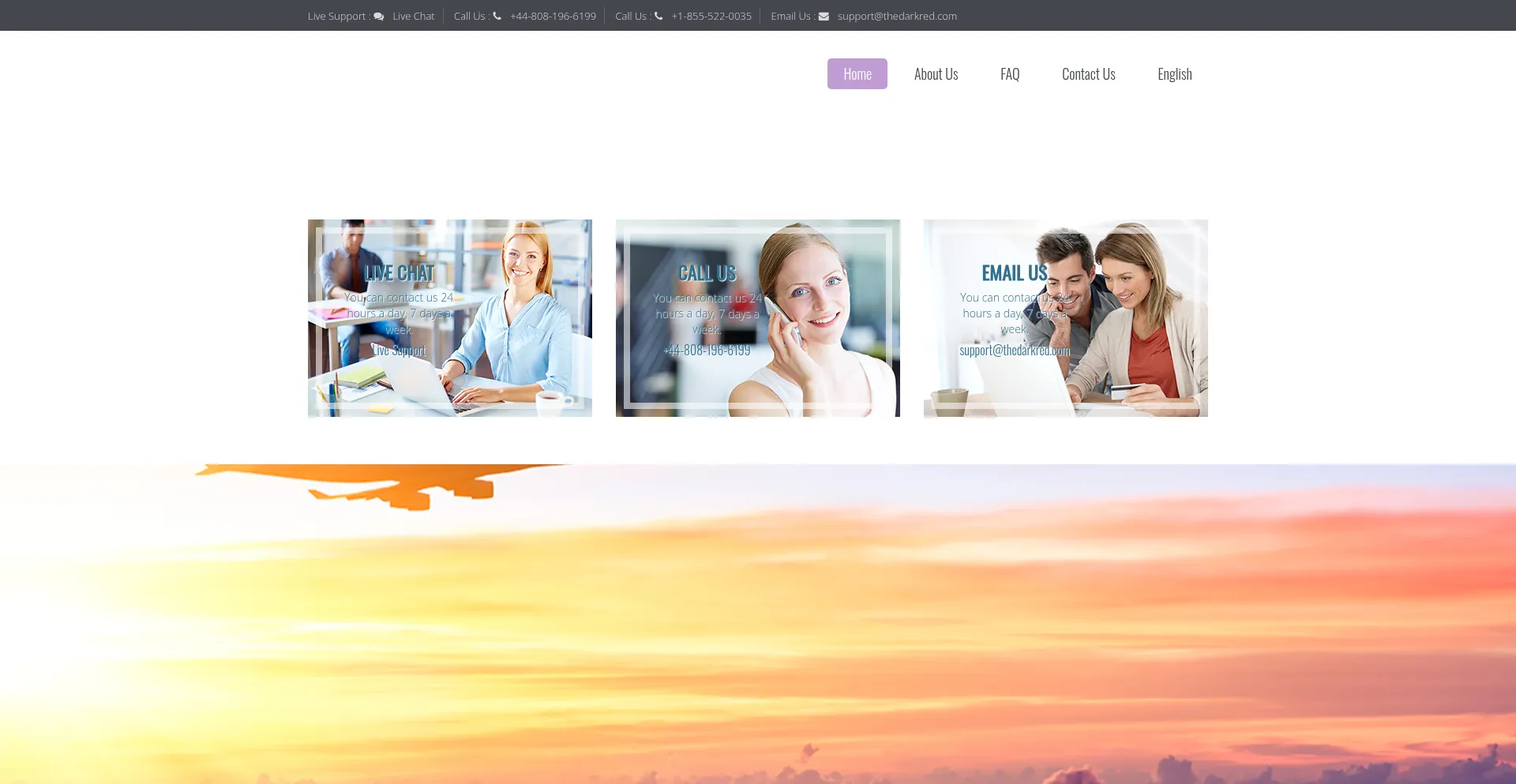 Website screenshot of Thedarkred.com