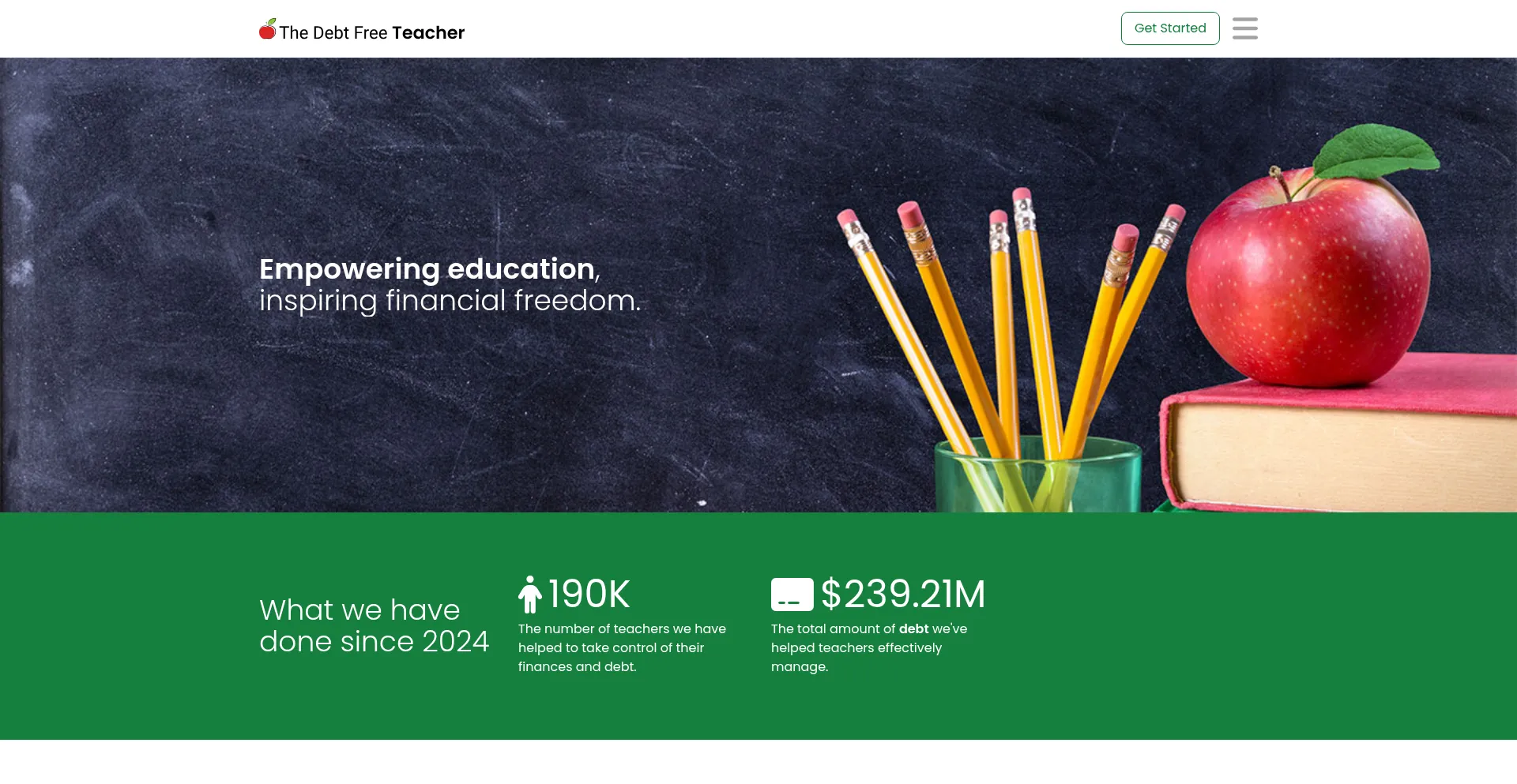 Website screenshot of Thedebtfreeteacher.org