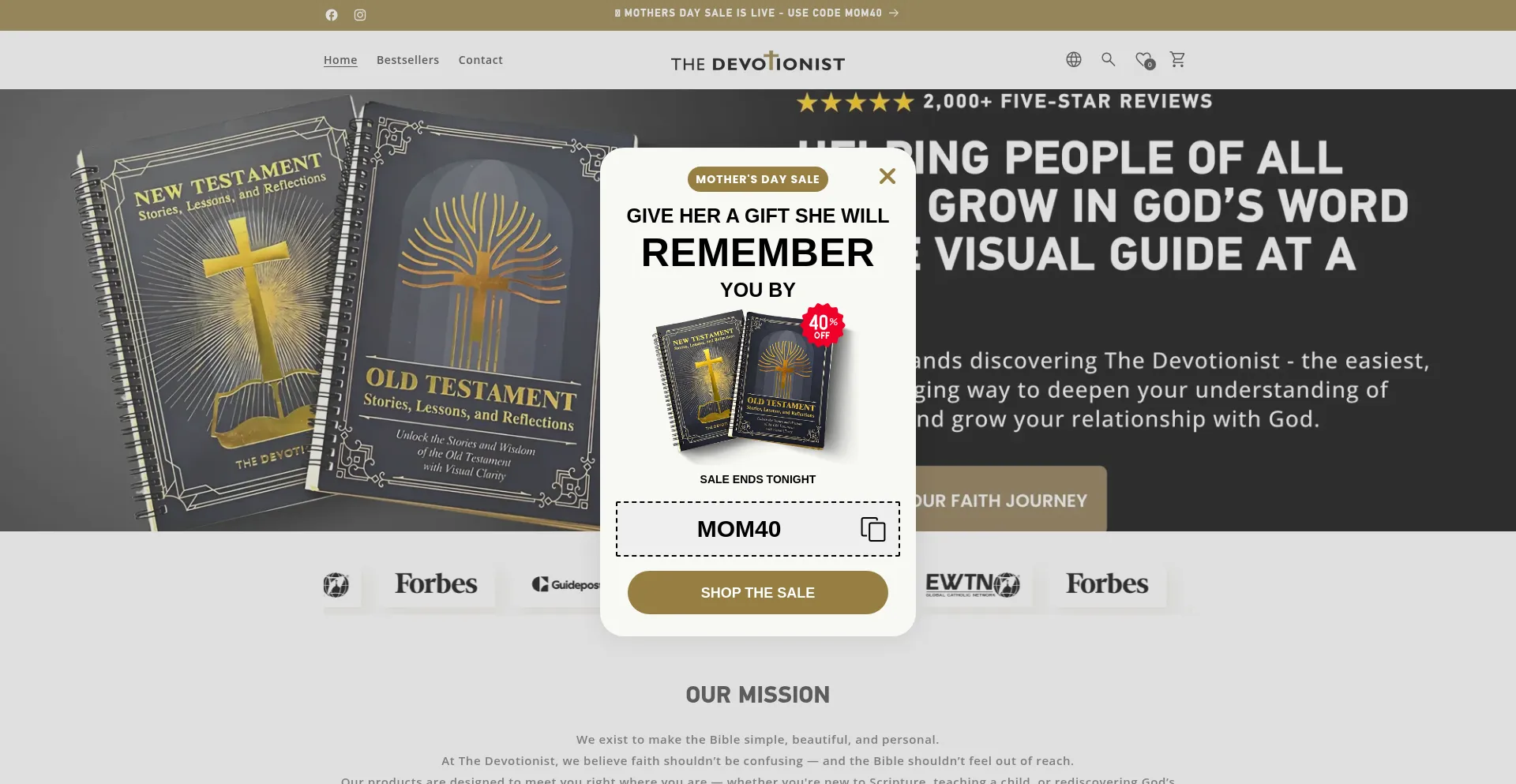 Website screenshot of Thedevotionist.com