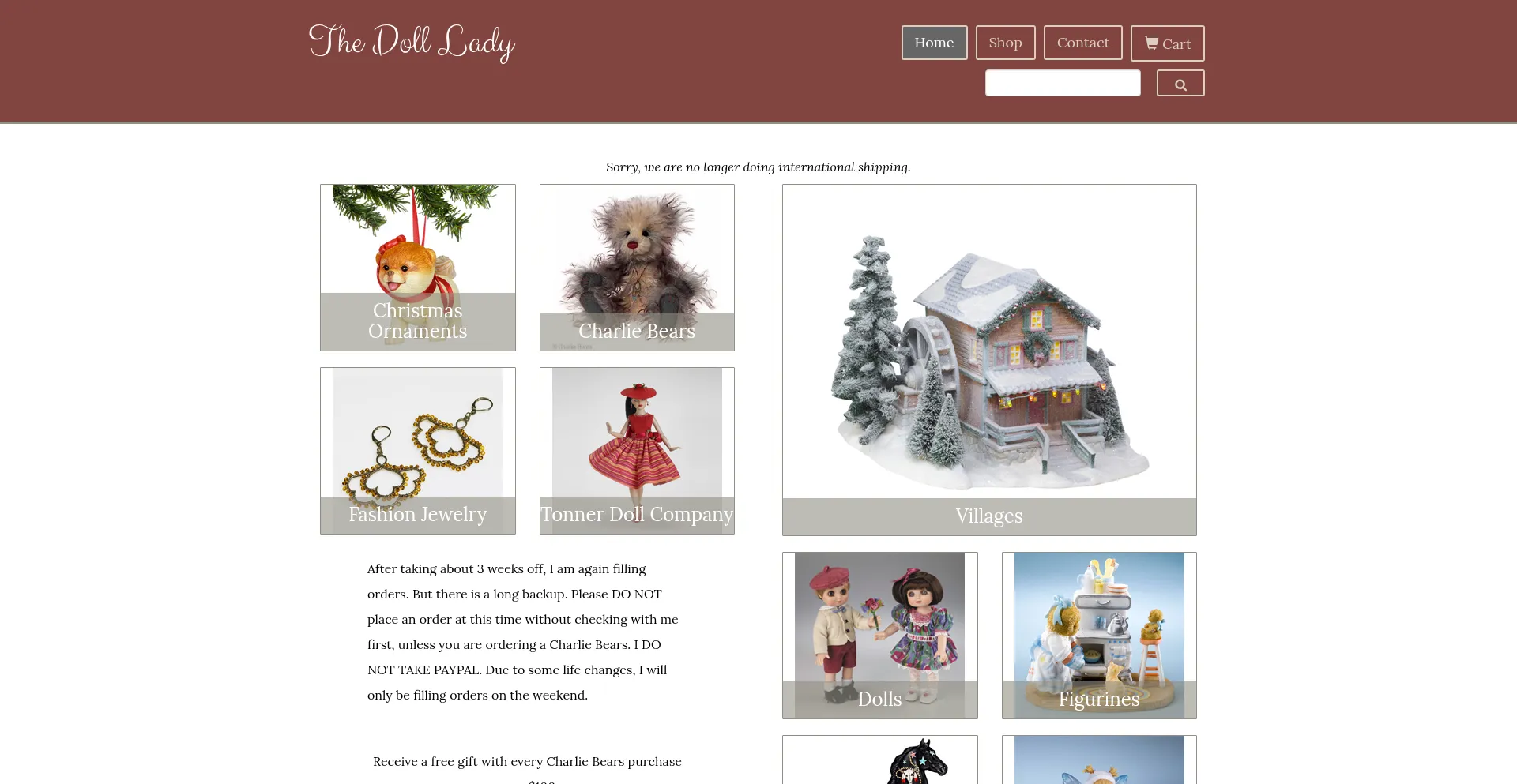 Website screenshot of Thedolllady.com