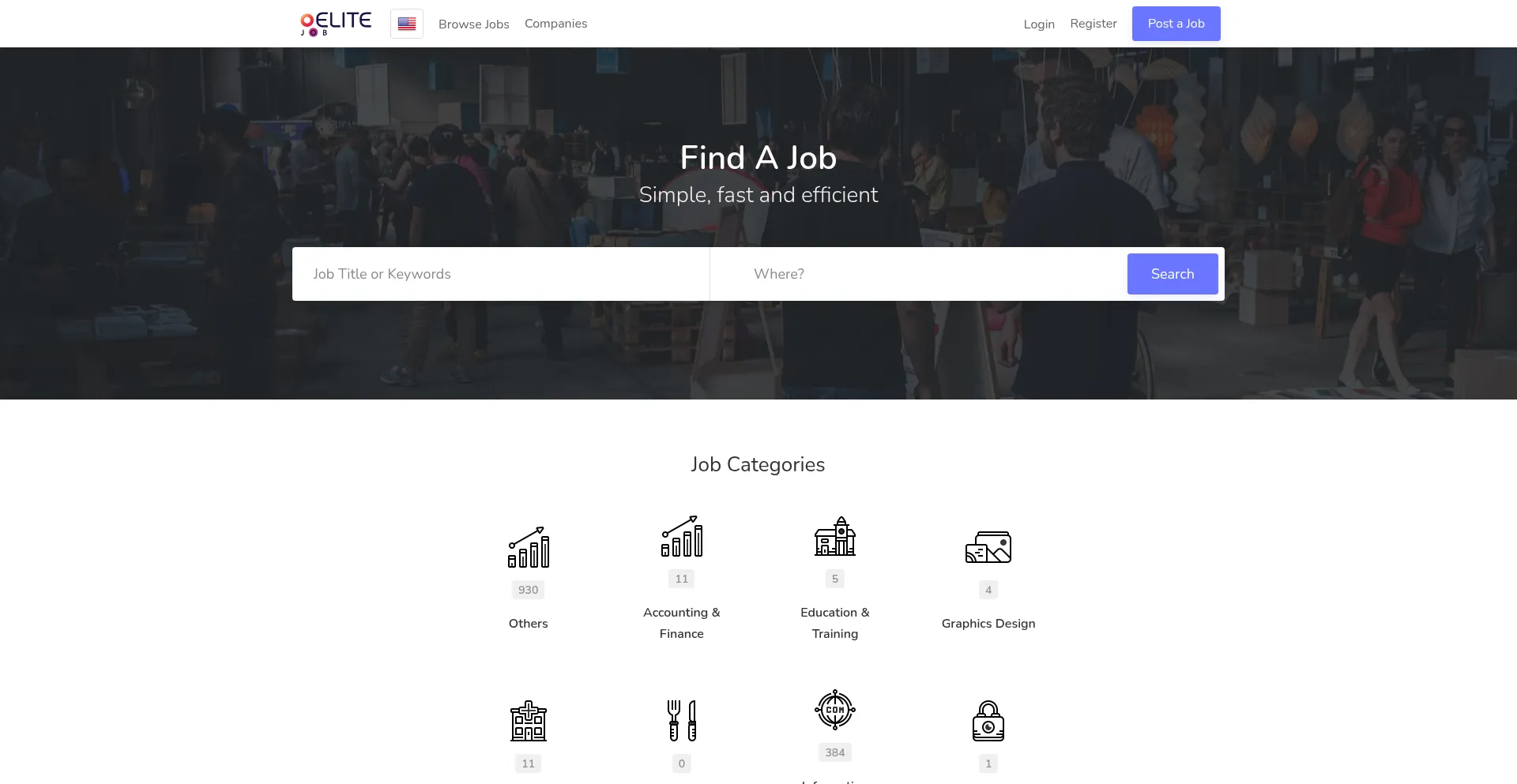 Website screenshot of Theelitejob.com