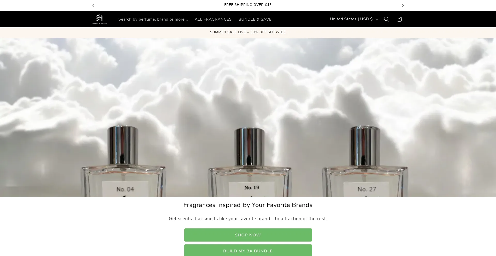Website screenshot of Theessencehaven.com