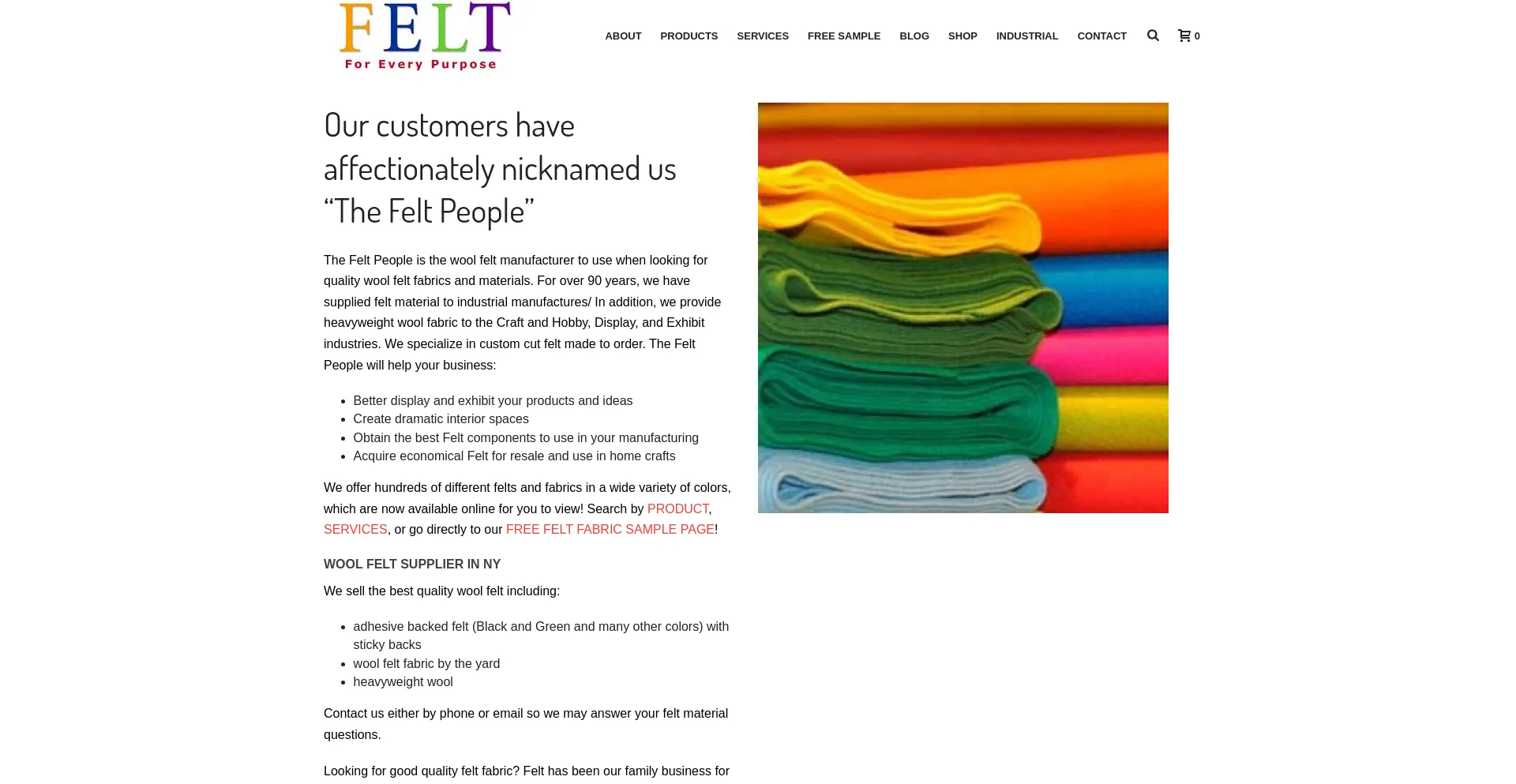 Website screenshot of Thefeltpeople.com