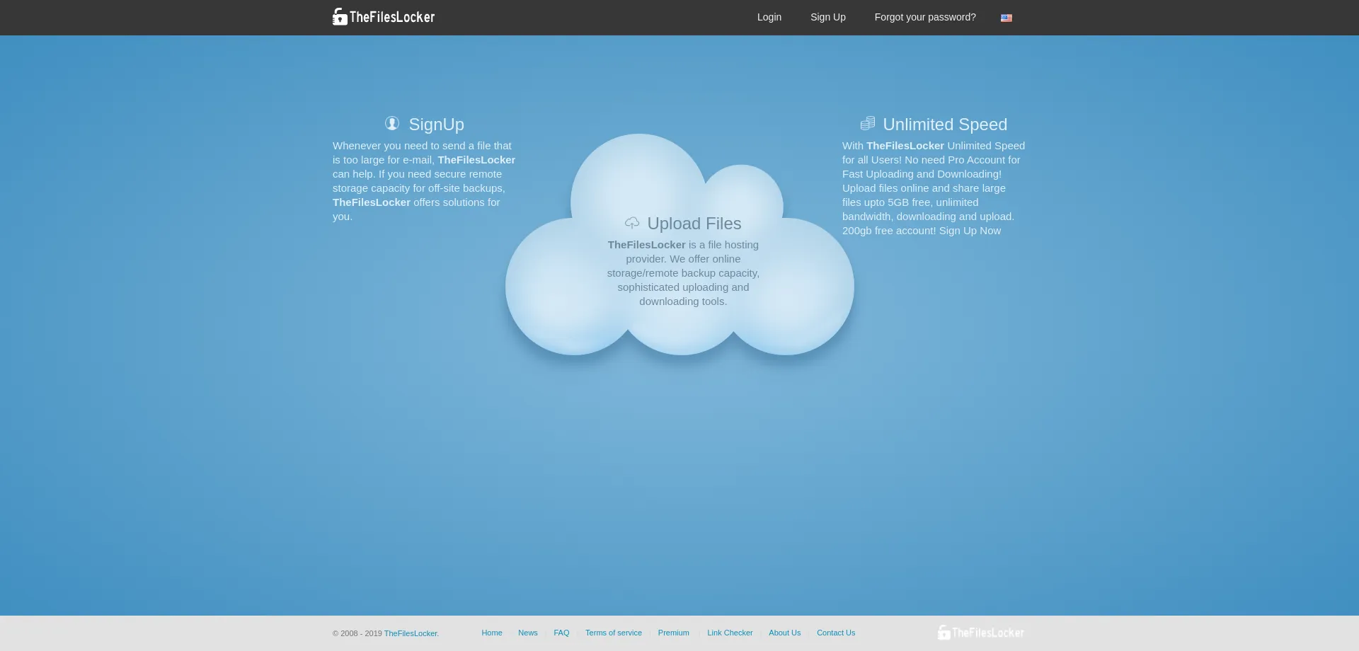 Website screenshot of Thefileslocker.net