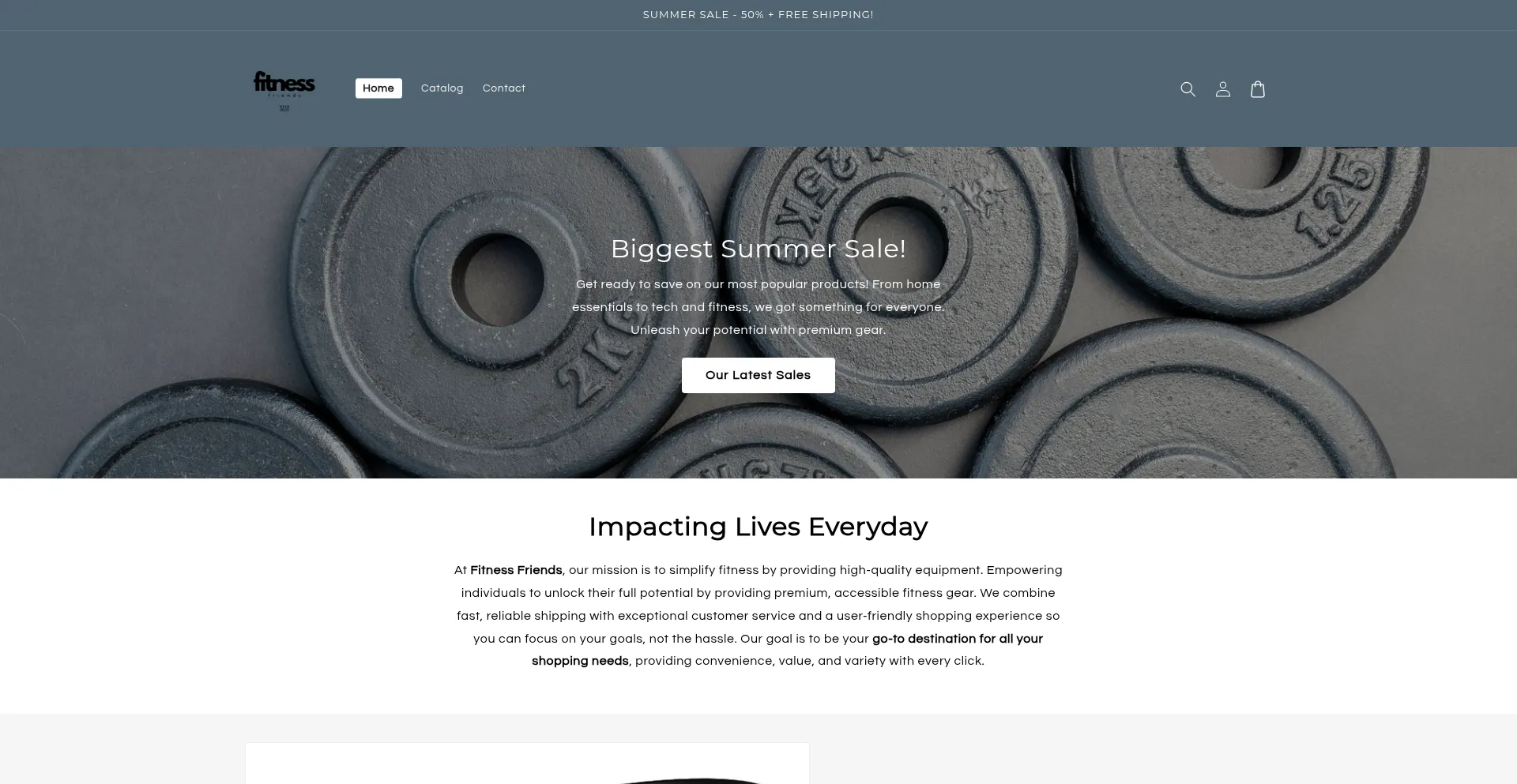 Website screenshot of Thefitnessfriends.store