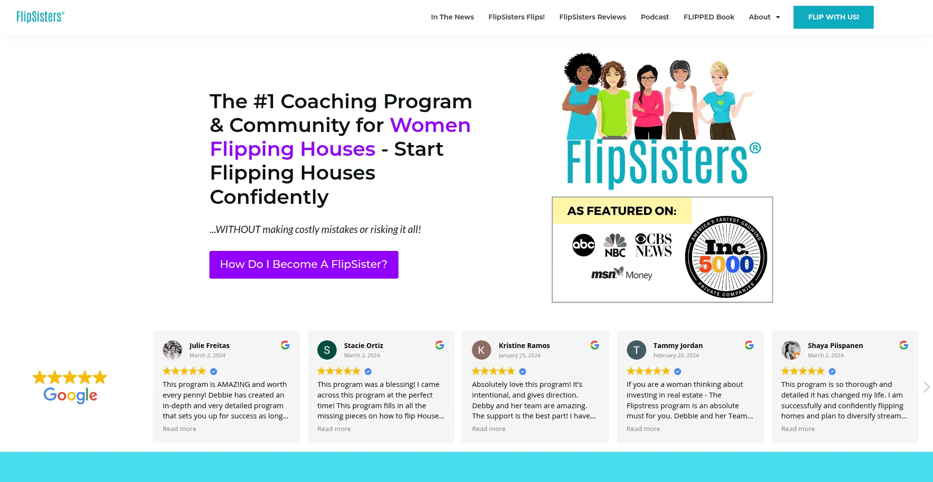Website screenshot of Theflipsisters.com