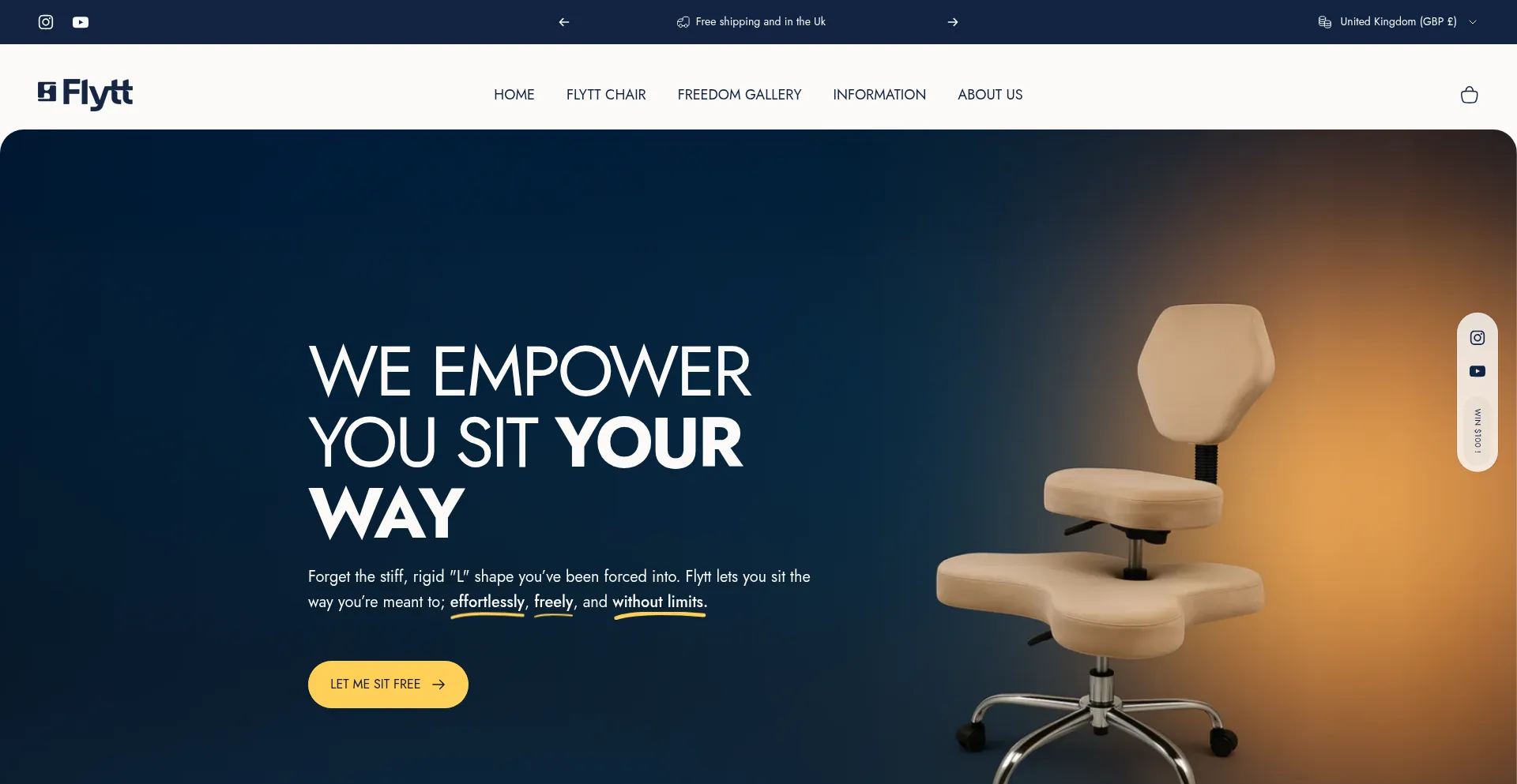 Website screenshot of Theflytt.com
