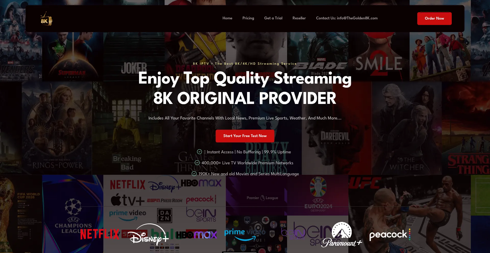 Website screenshot of Thegolden8k.com