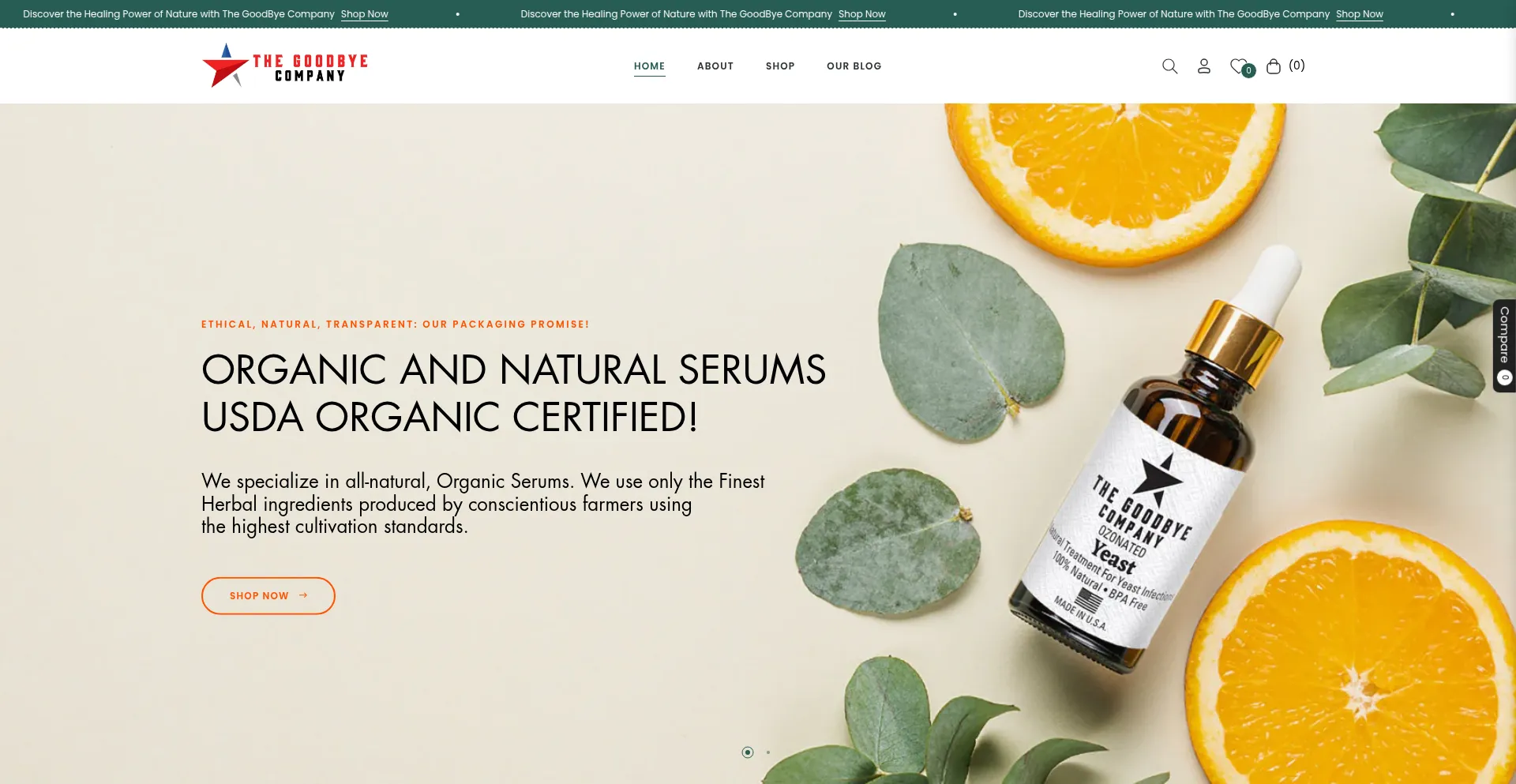Website screenshot of Thegoodbyecompany.com