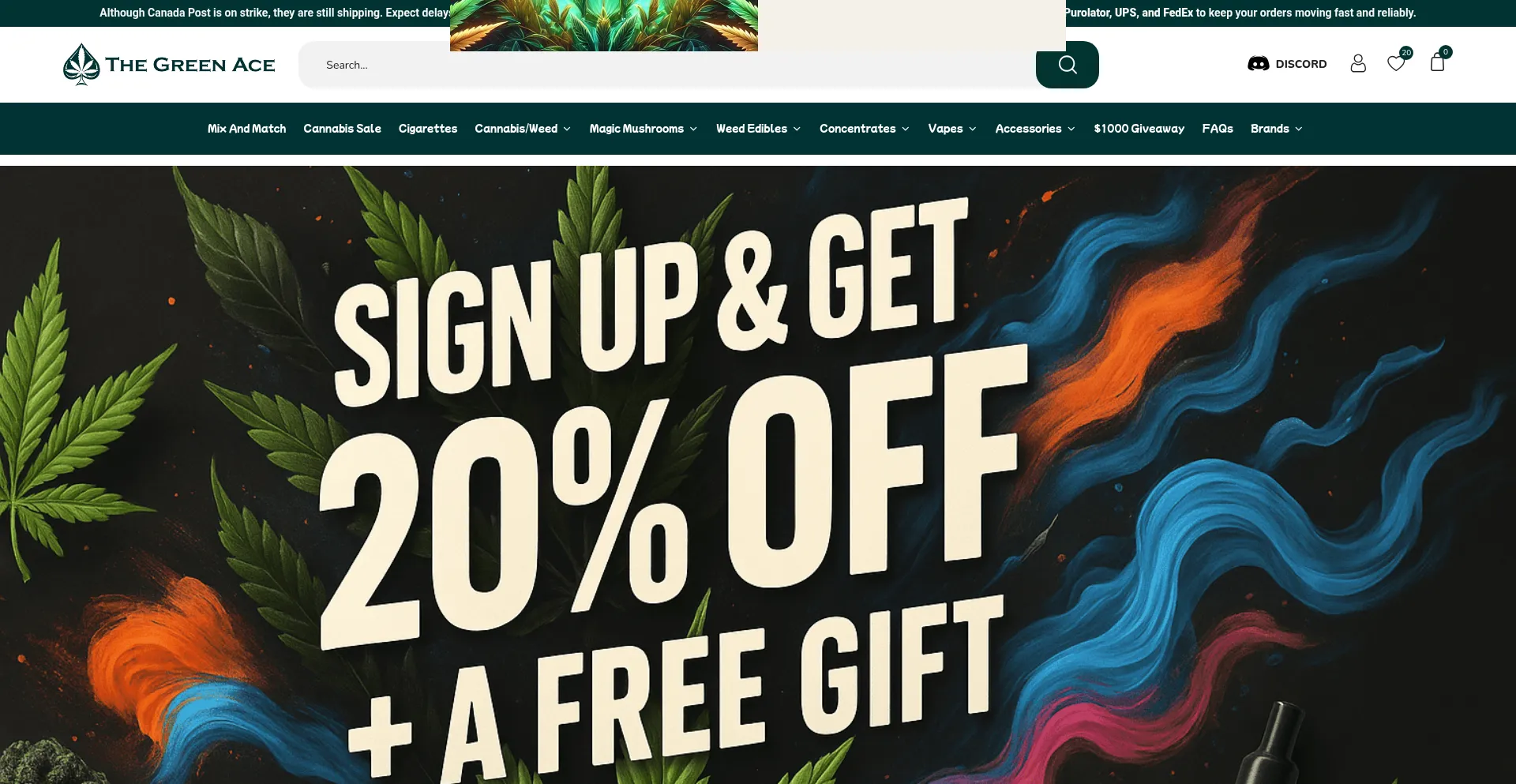 Website screenshot of Thegreenace.org