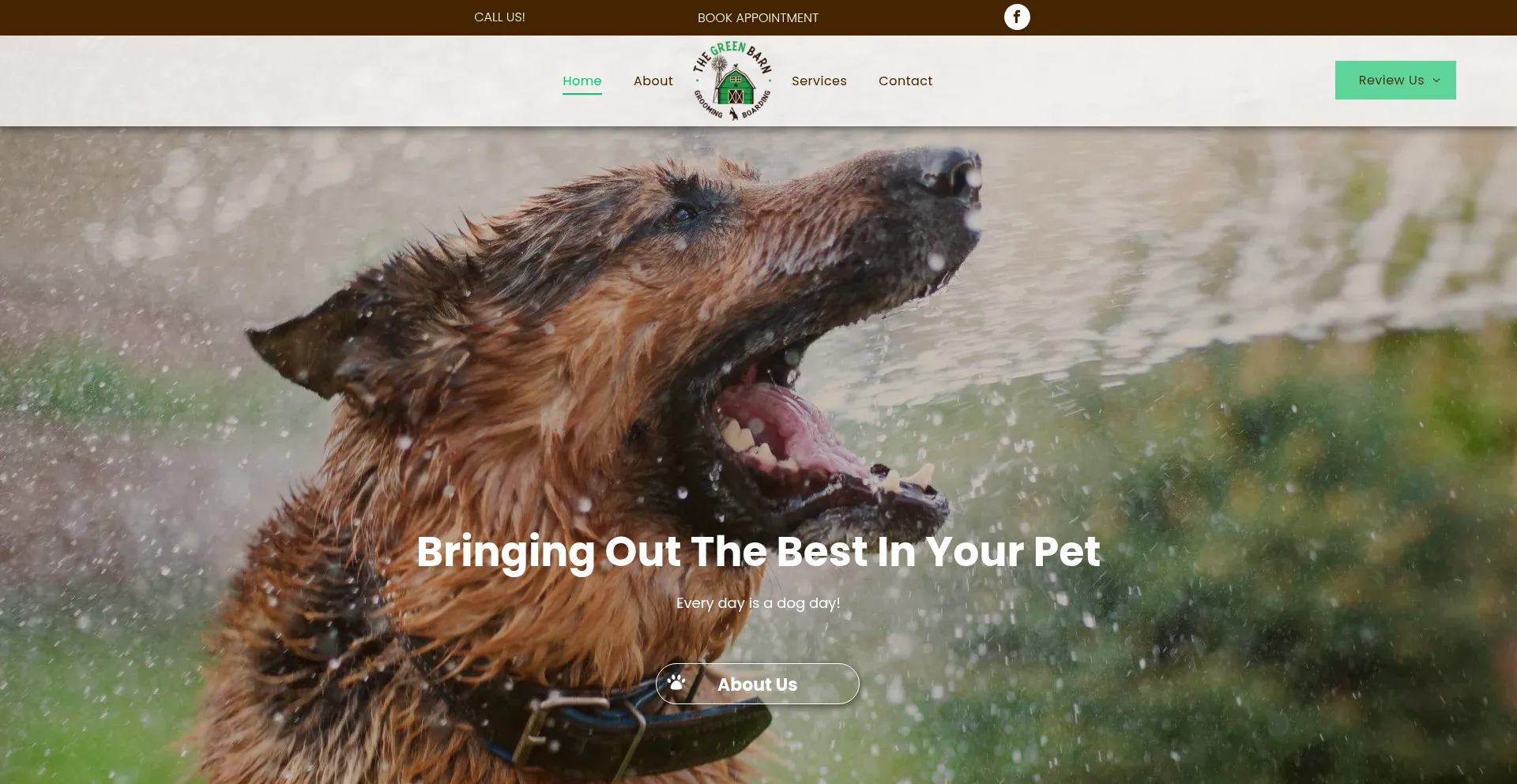 Website screenshot of Thegreenbarnpets.com