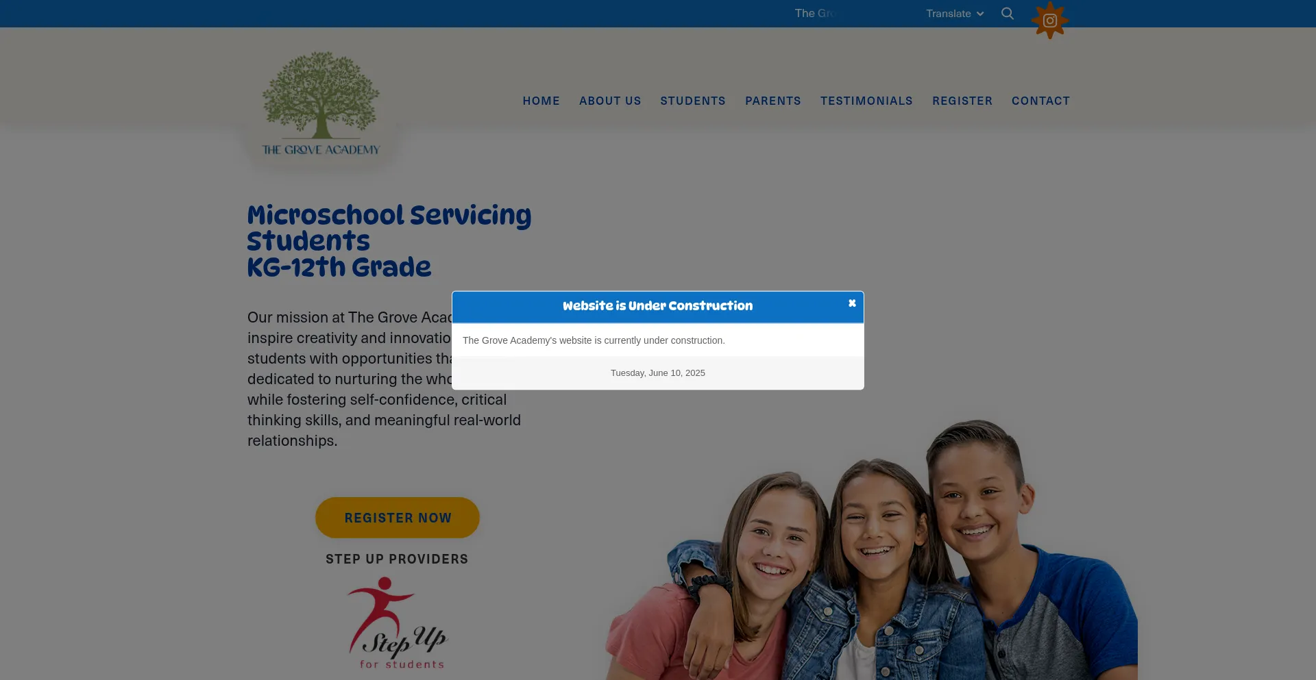 Website screenshot of Thegroveacademy.org