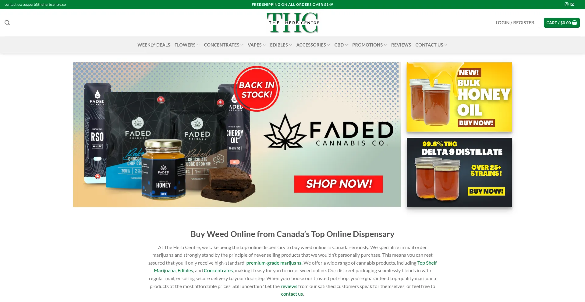 Website screenshot of Theherbcentre.co