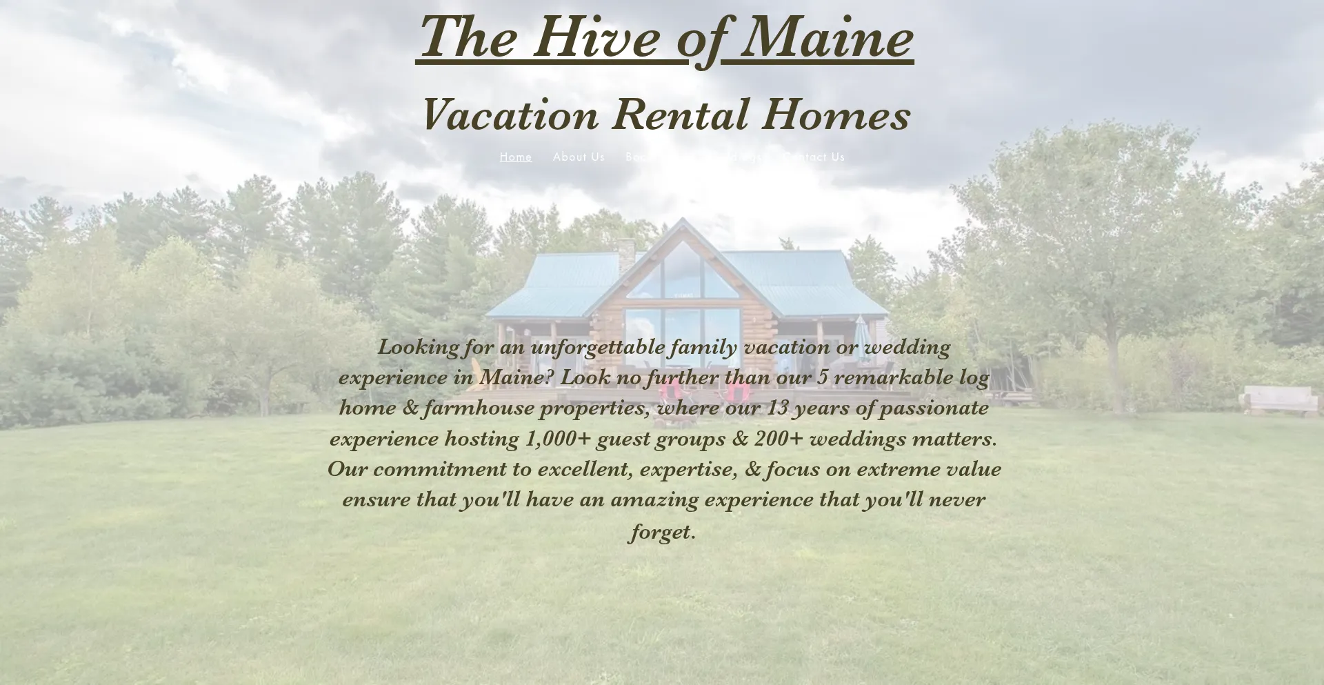 Website screenshot of Thehivevacationrentals.com