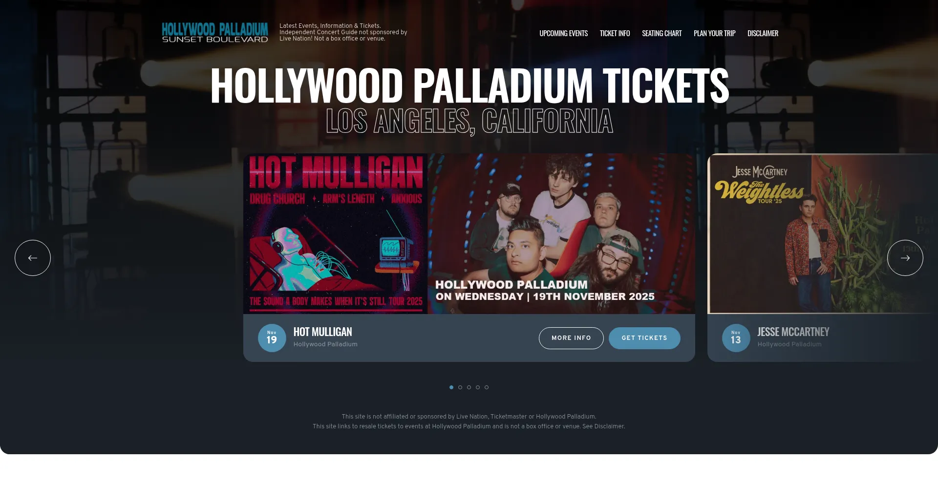 Website screenshot of Thehollywoodpalladium.com