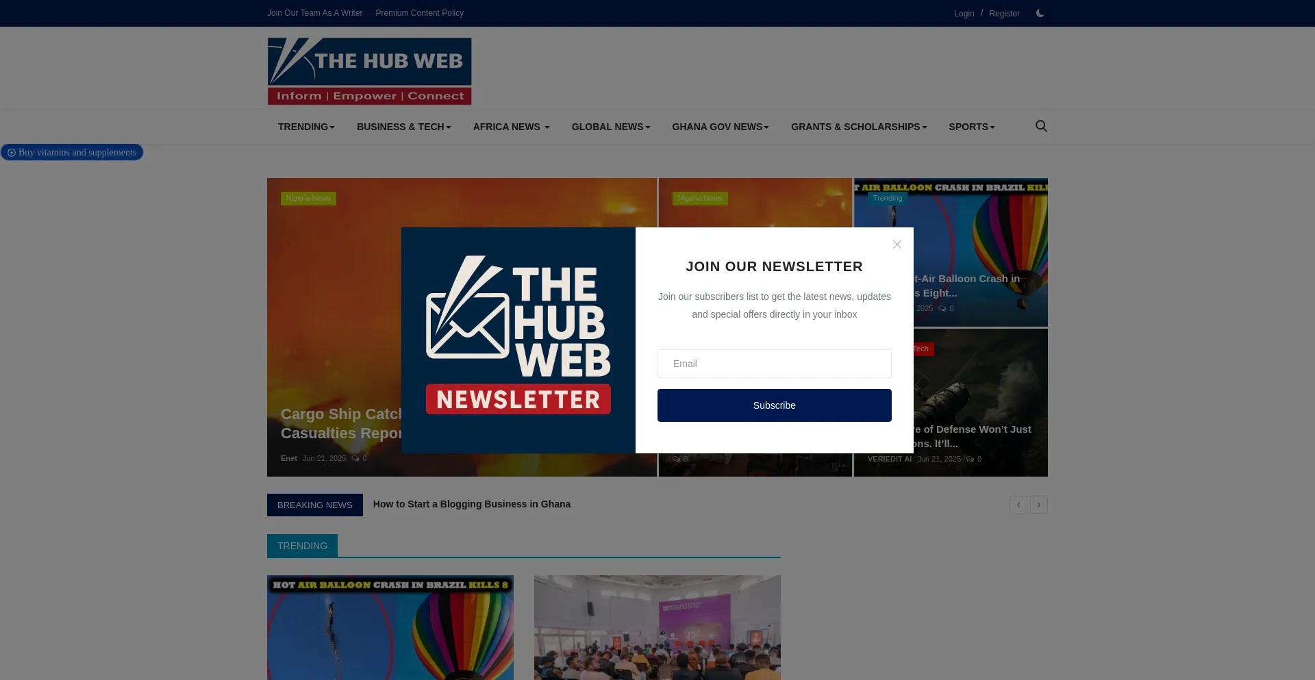 Website screenshot of Thehubweb.com