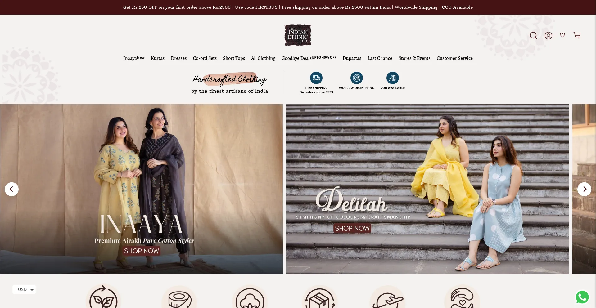 Website screenshot of Theindianethnicco.com