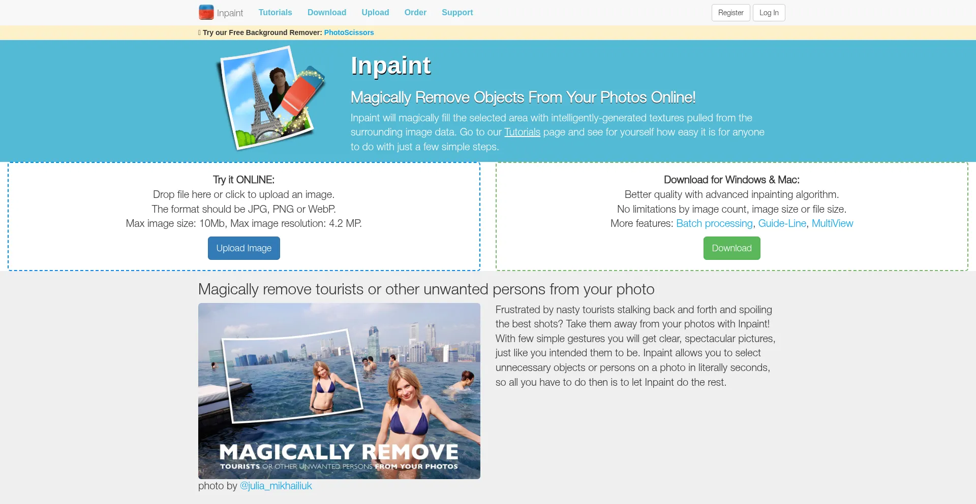 Website screenshot of Theinpaint.com