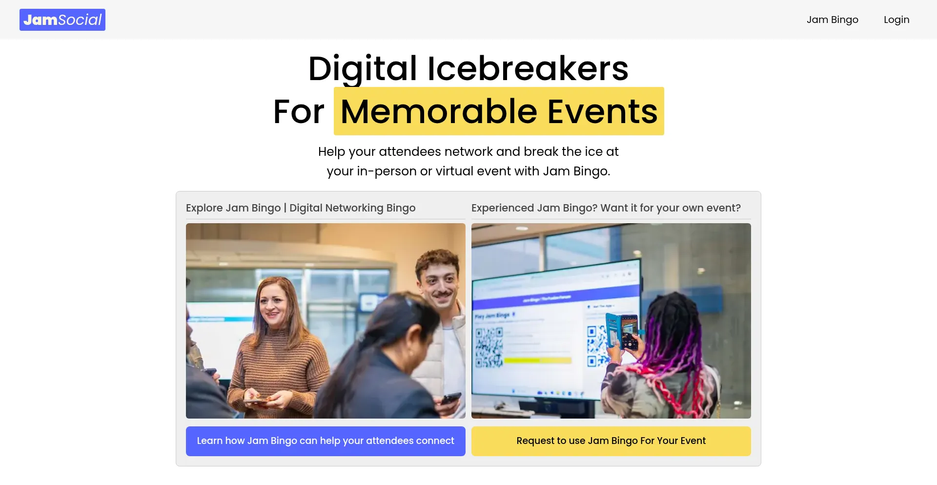 Website screenshot of Thejamsocial.com