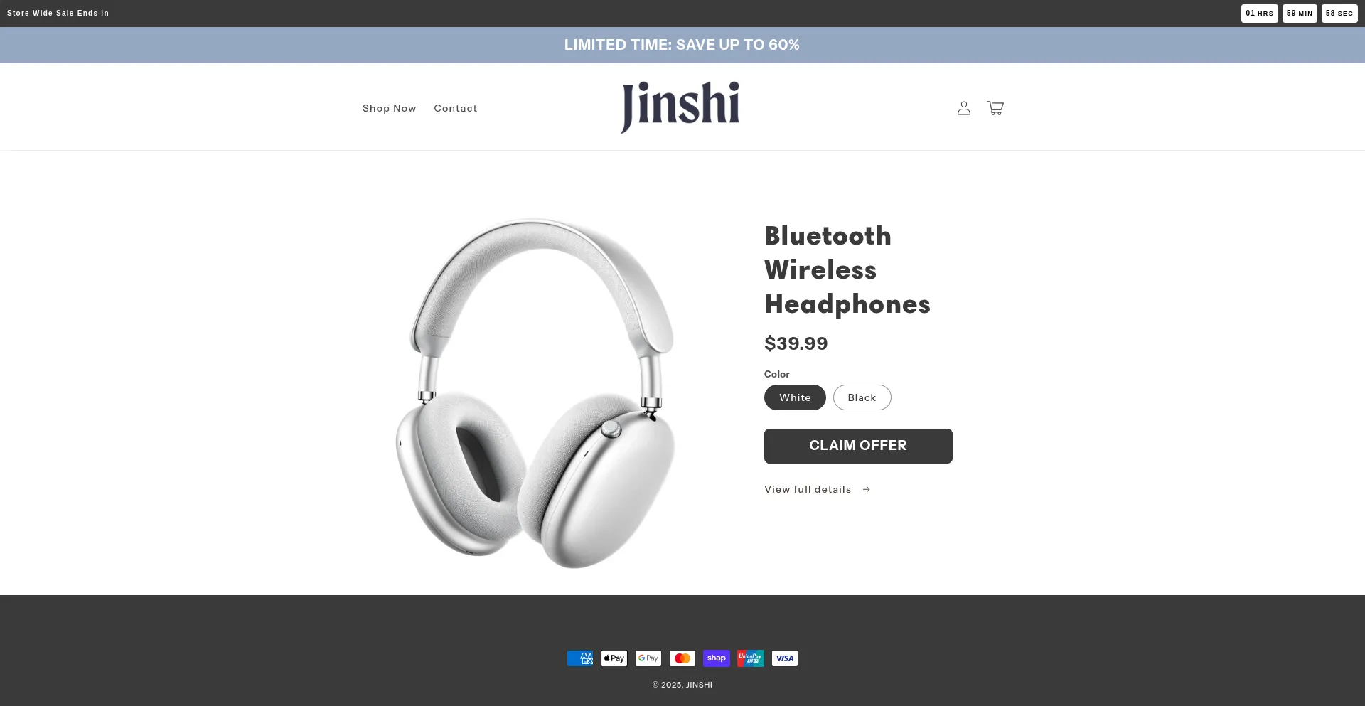 Website screenshot of Thejinshi.com