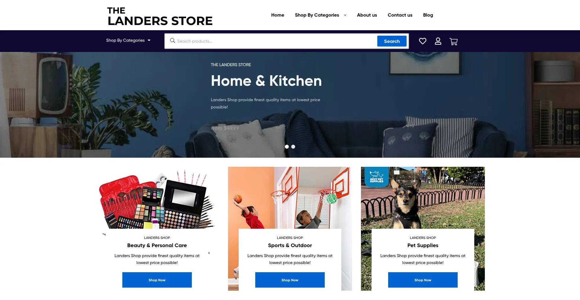 Website screenshot of Thelanderstores.com