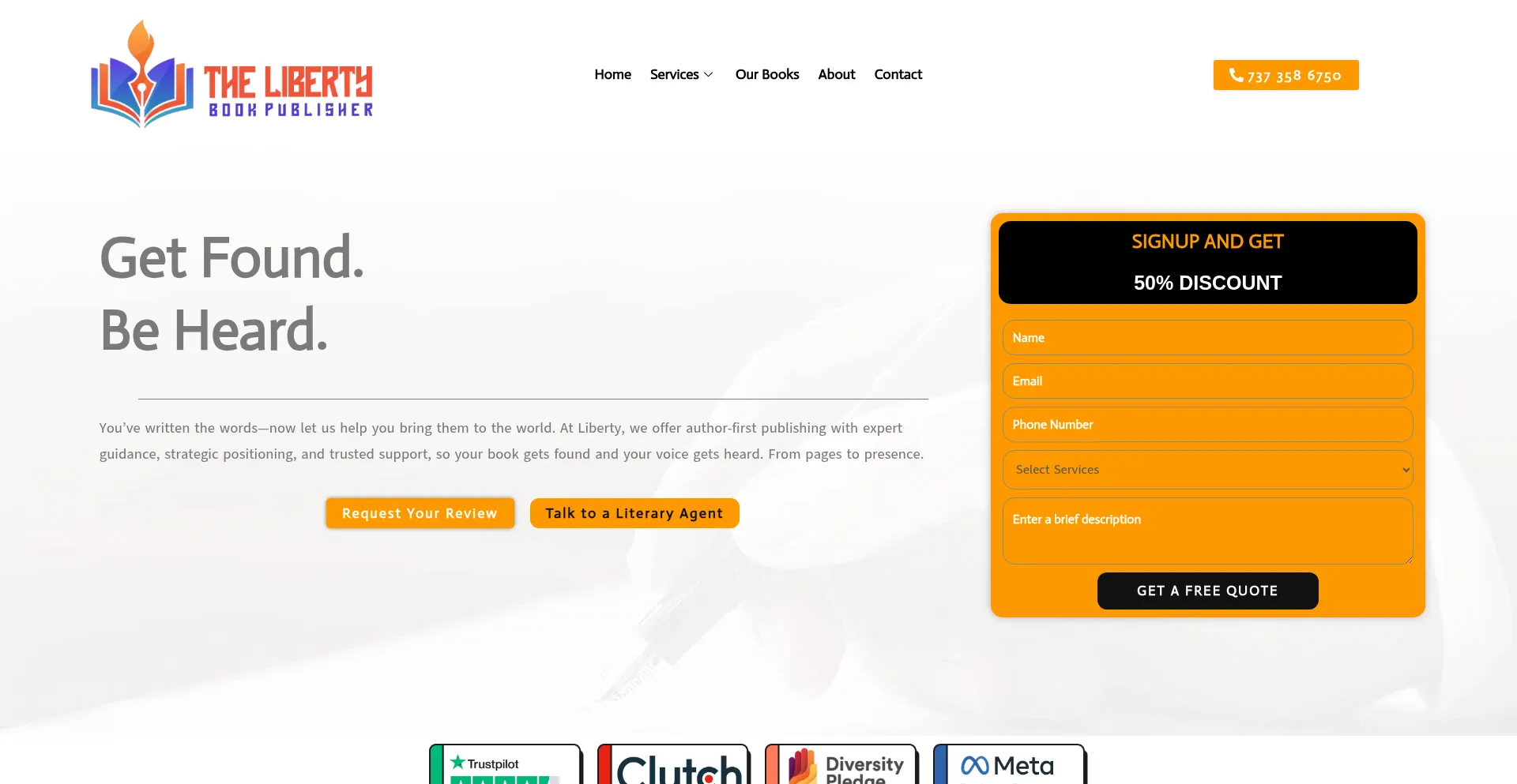 Website screenshot of Thelibertybookpublisher.com