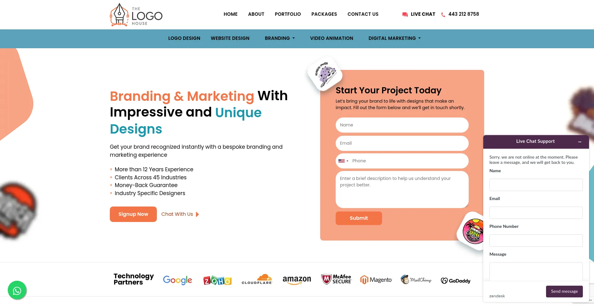 Website screenshot of Thelogohouse.com