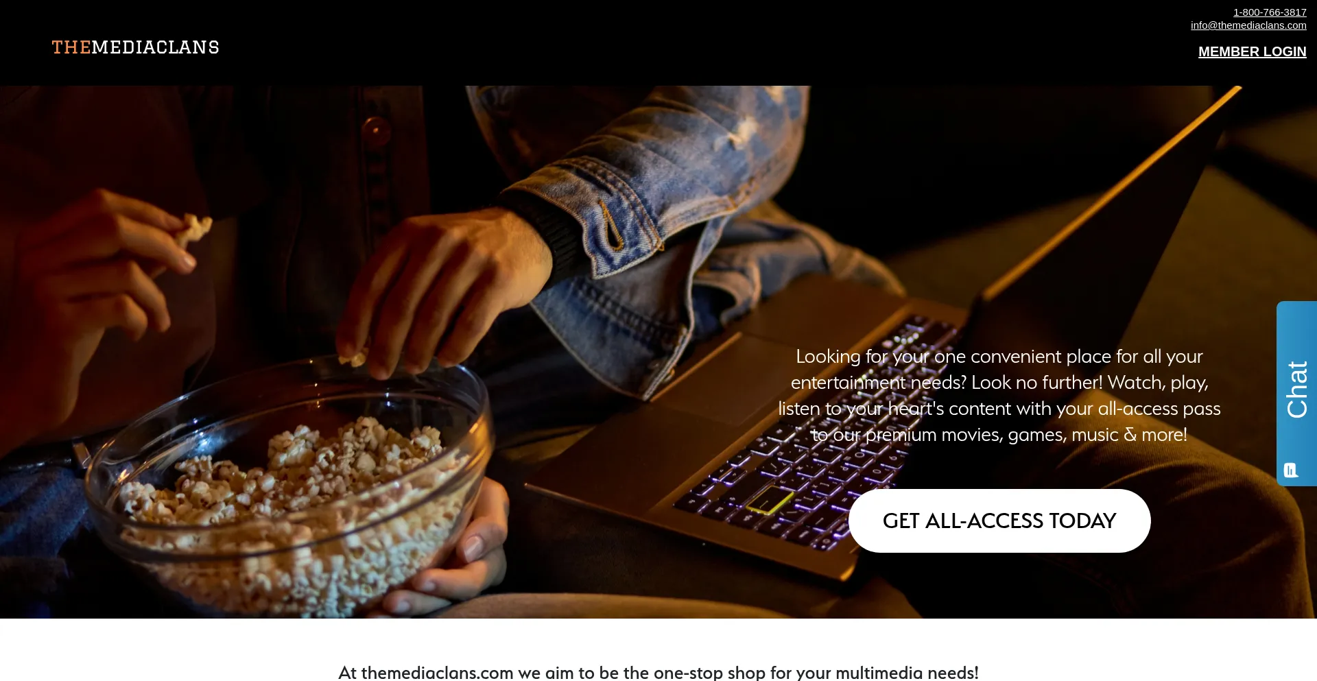 Website screenshot of Themediaclans.com