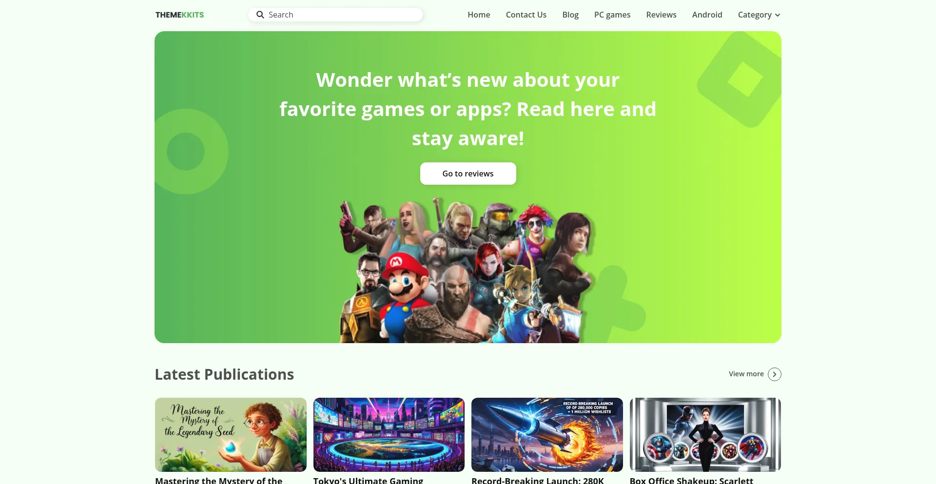 Website screenshot of Themekkits.com