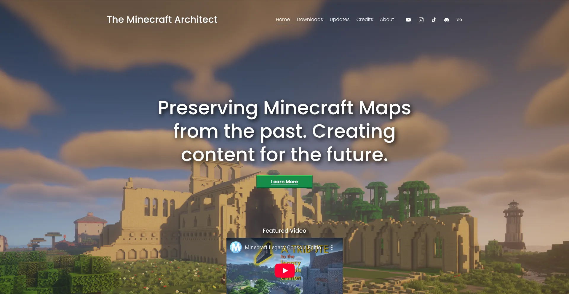 Website screenshot of Theminecraftarchitect.com