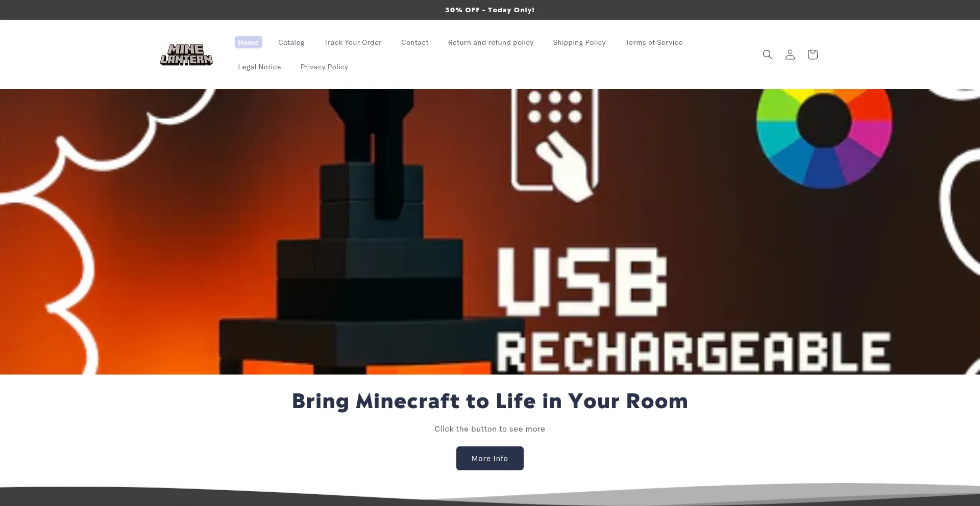 Website screenshot of Theminelantern.com