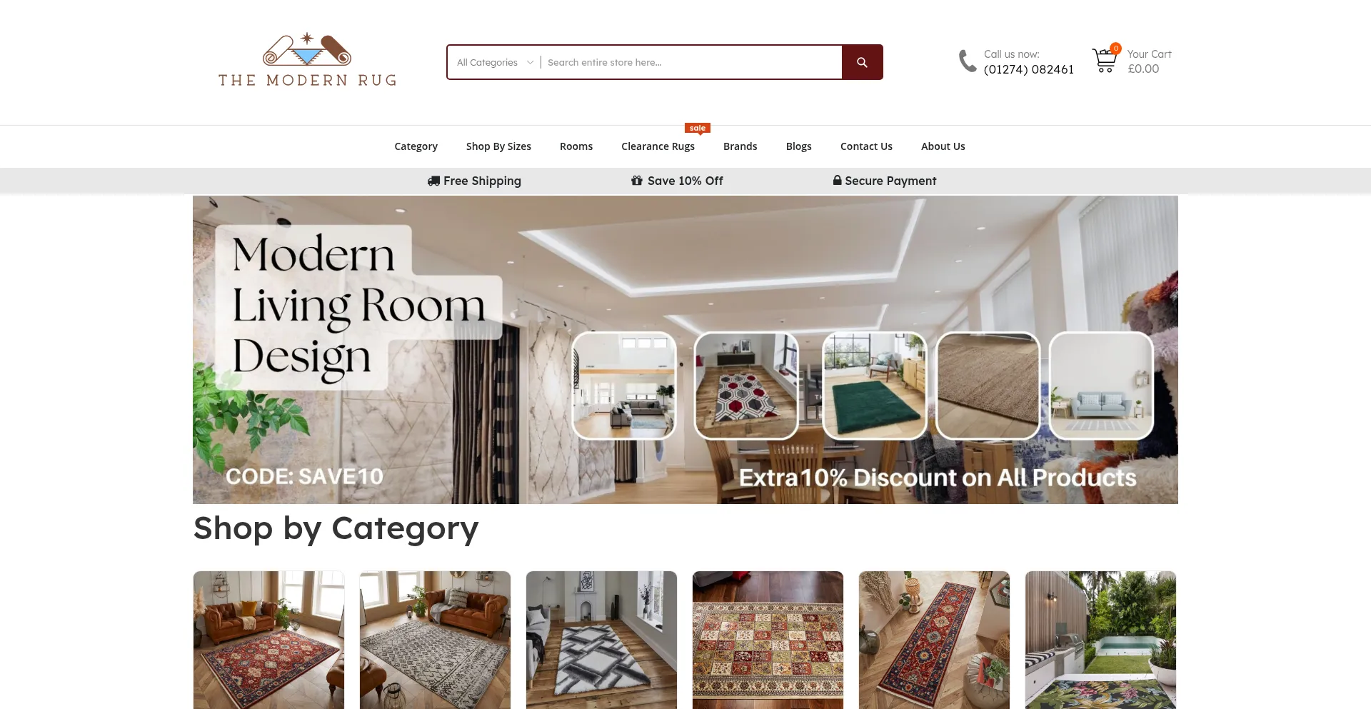 Website screenshot of Themodernrug.co.uk