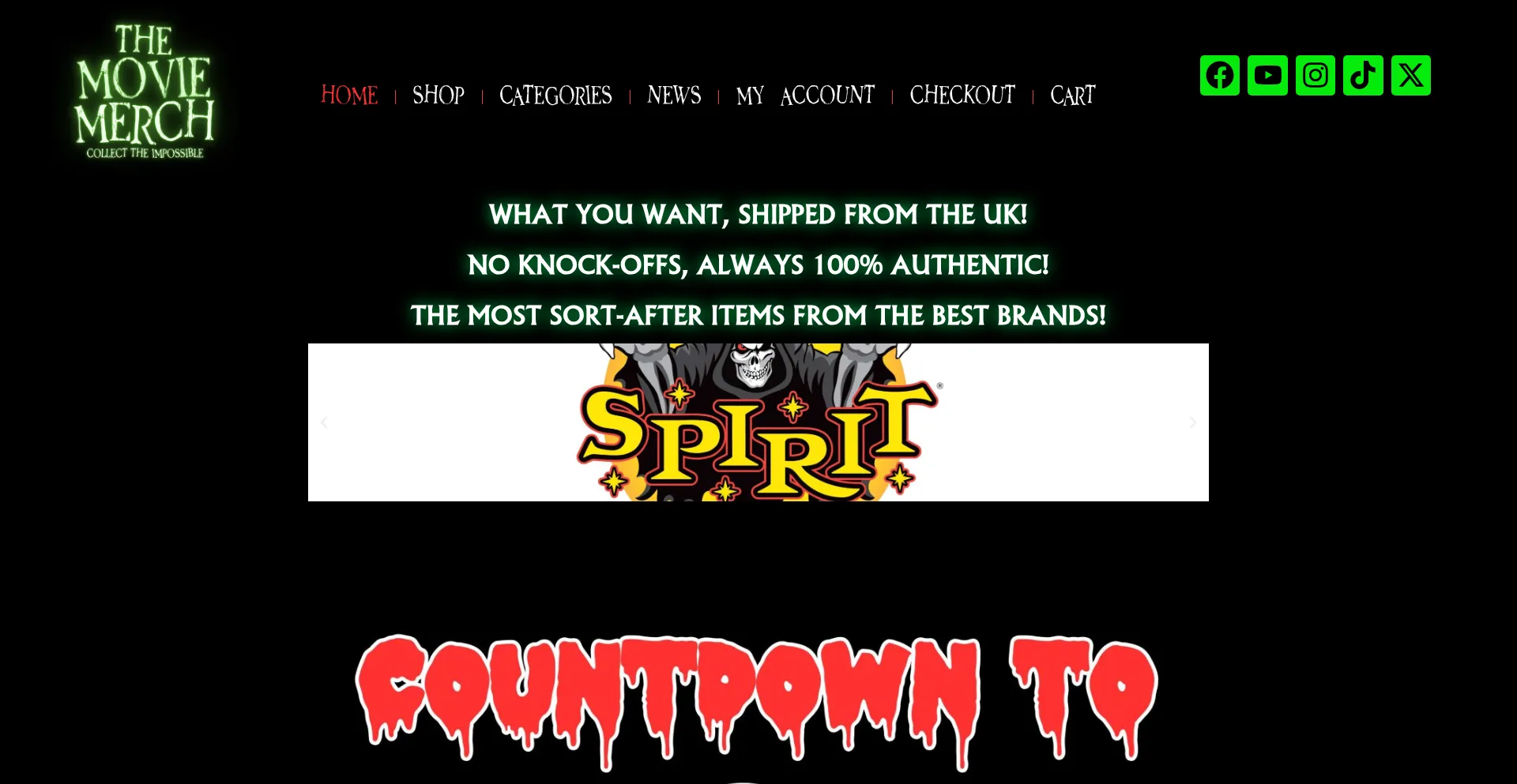 Website screenshot of Themoviemerch.com