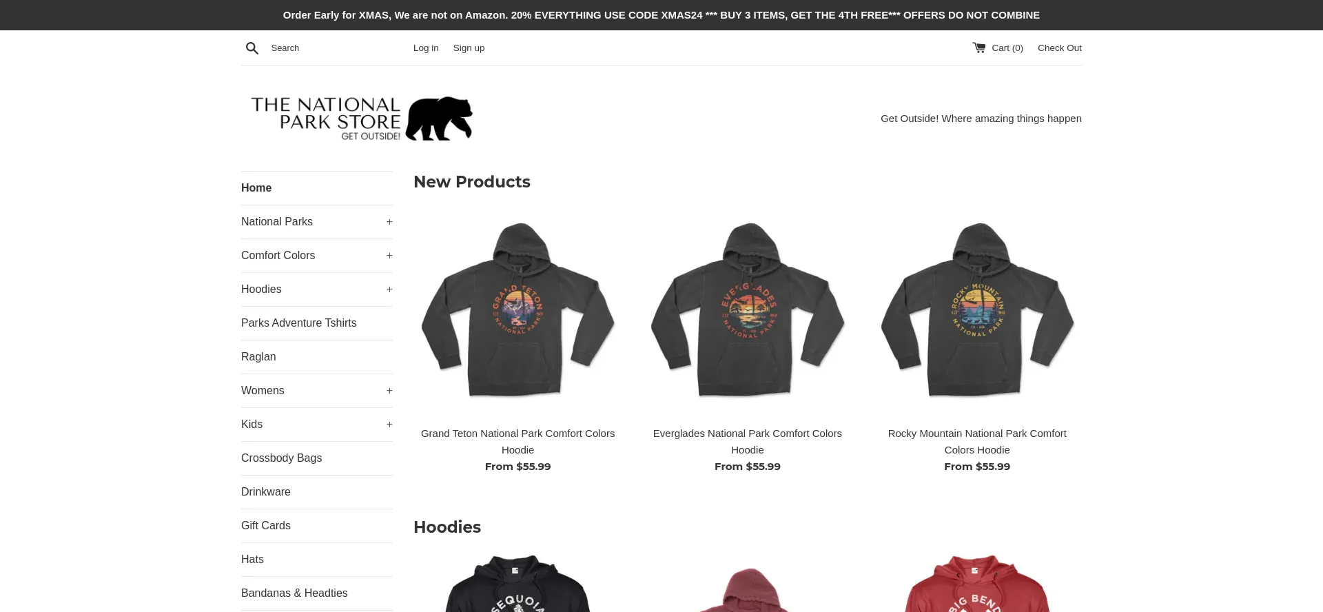 Website screenshot of Thenationalparkstore.com