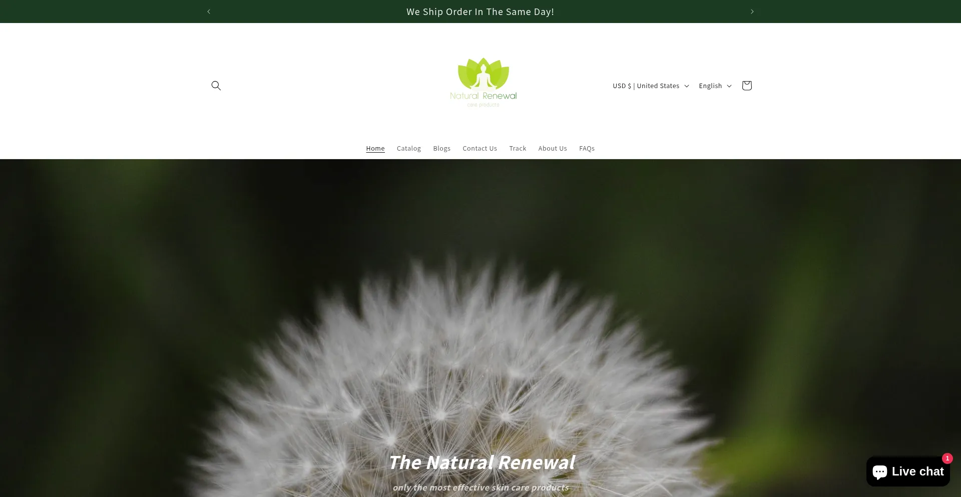 Website screenshot of Thenaturalrenewal.com