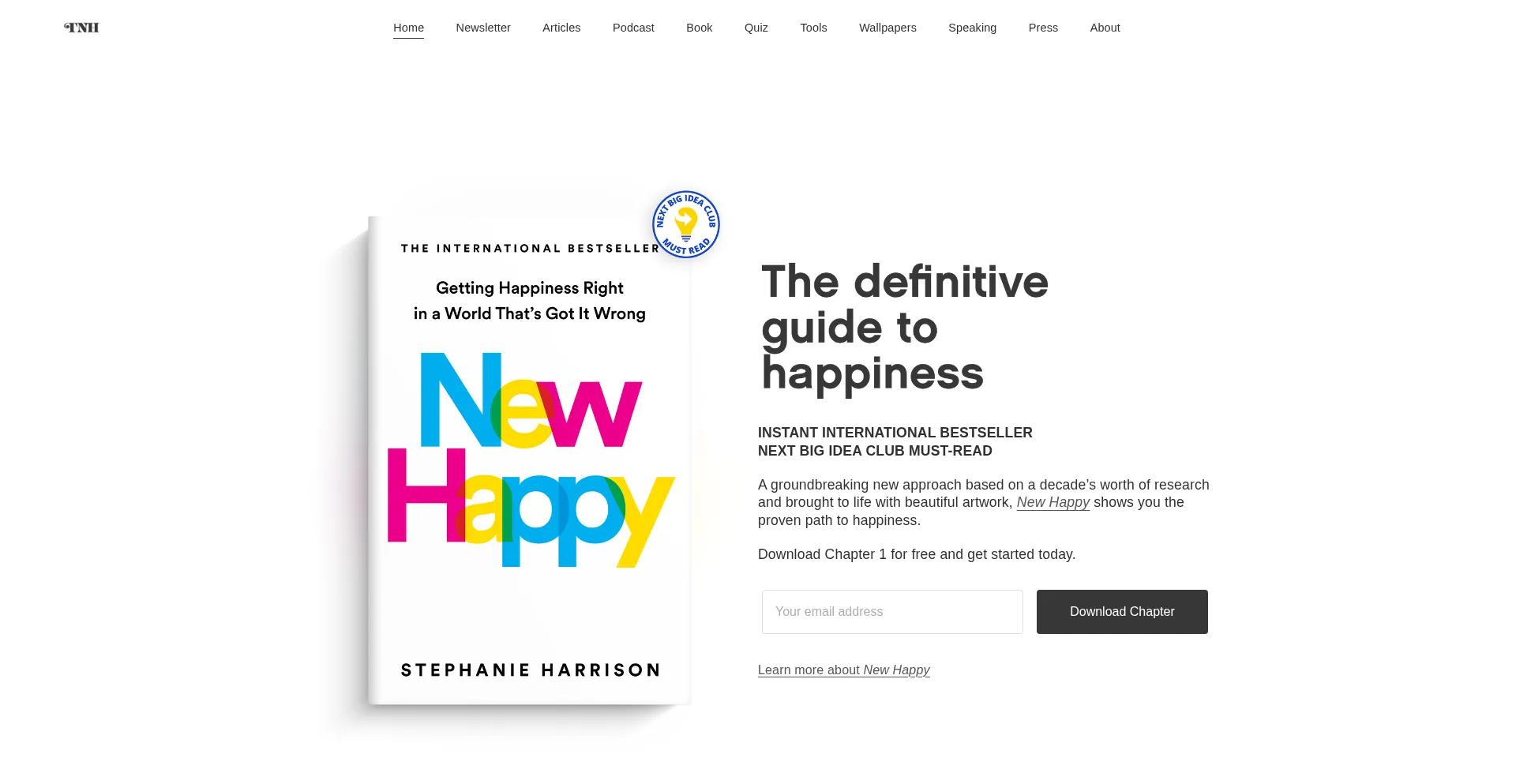 Website screenshot of Thenewhappy.com