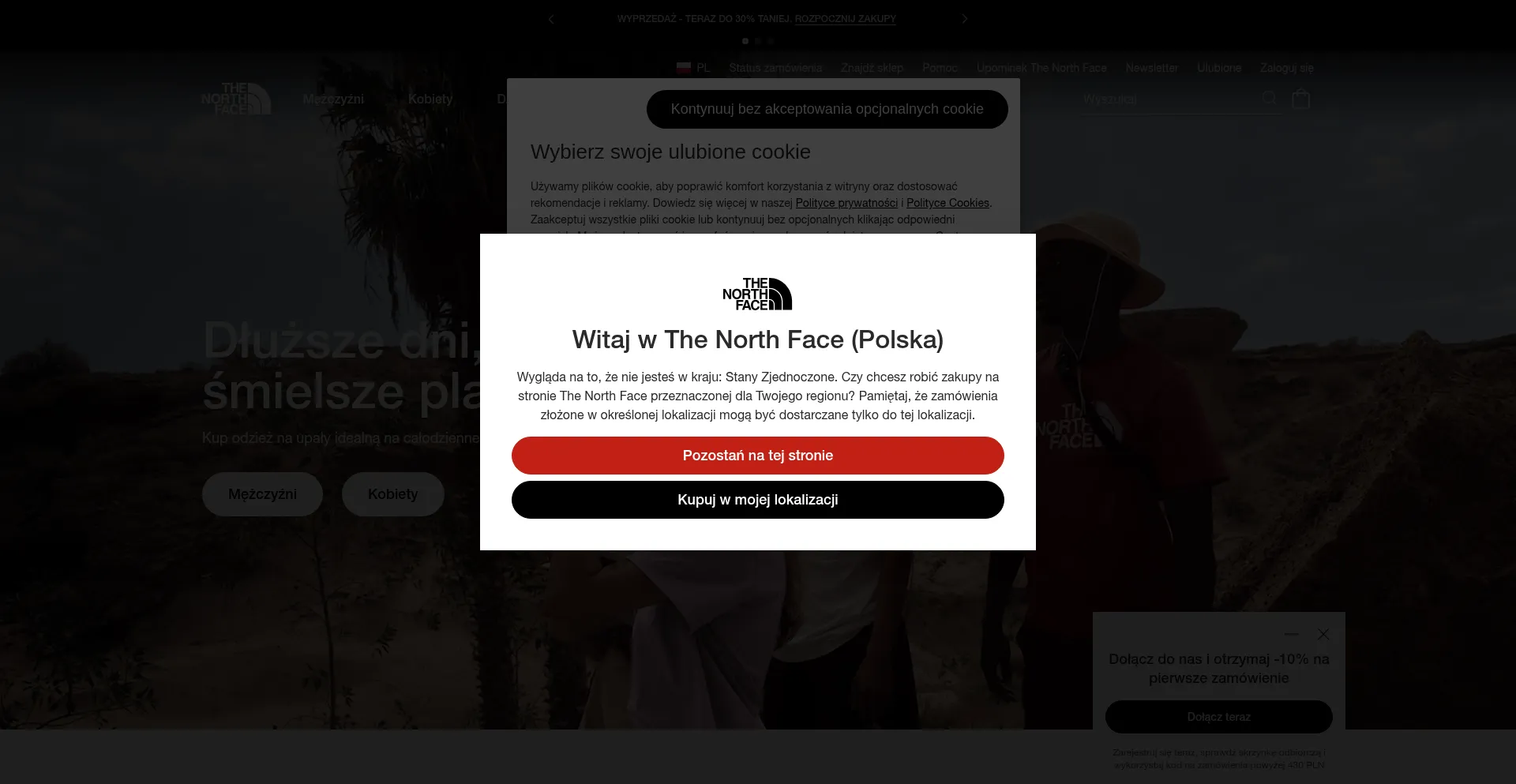 Website screenshot of Thenorthface.pl