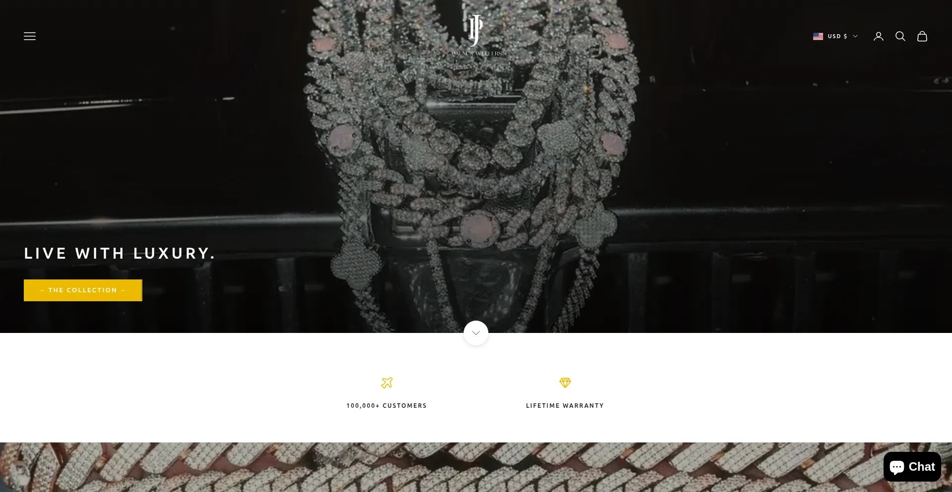Website screenshot of Thepalmjewellers.com