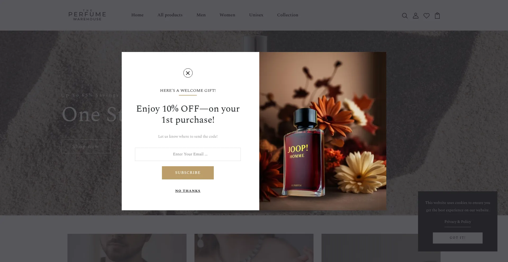 Website screenshot of Theperfumewarehouse.com.au