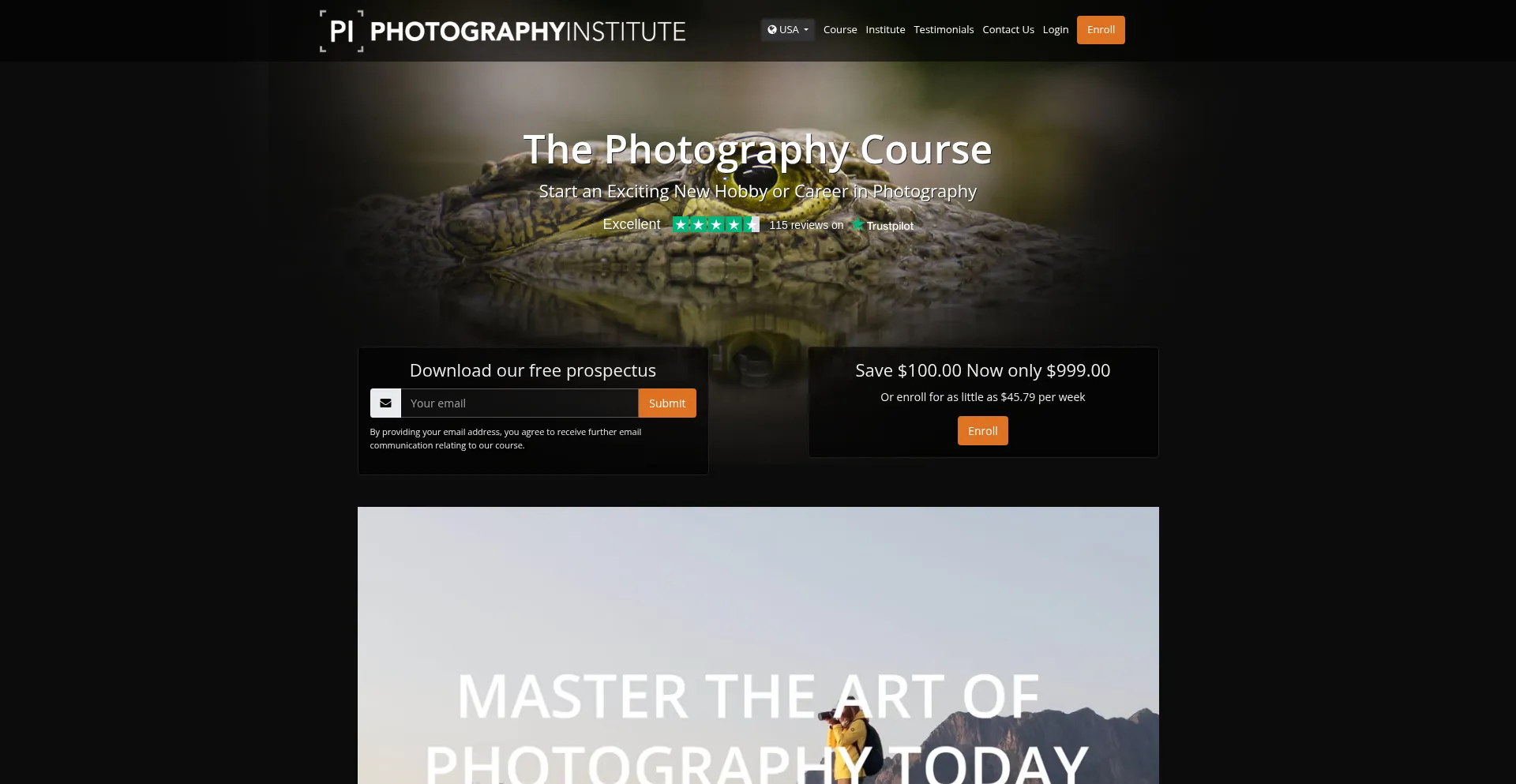 Website screenshot of Thephotographyinstitute.com