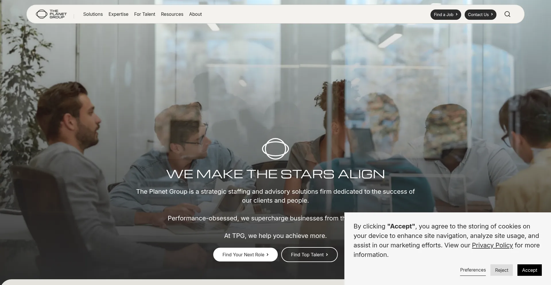 Website screenshot of Theplanetgroup.com