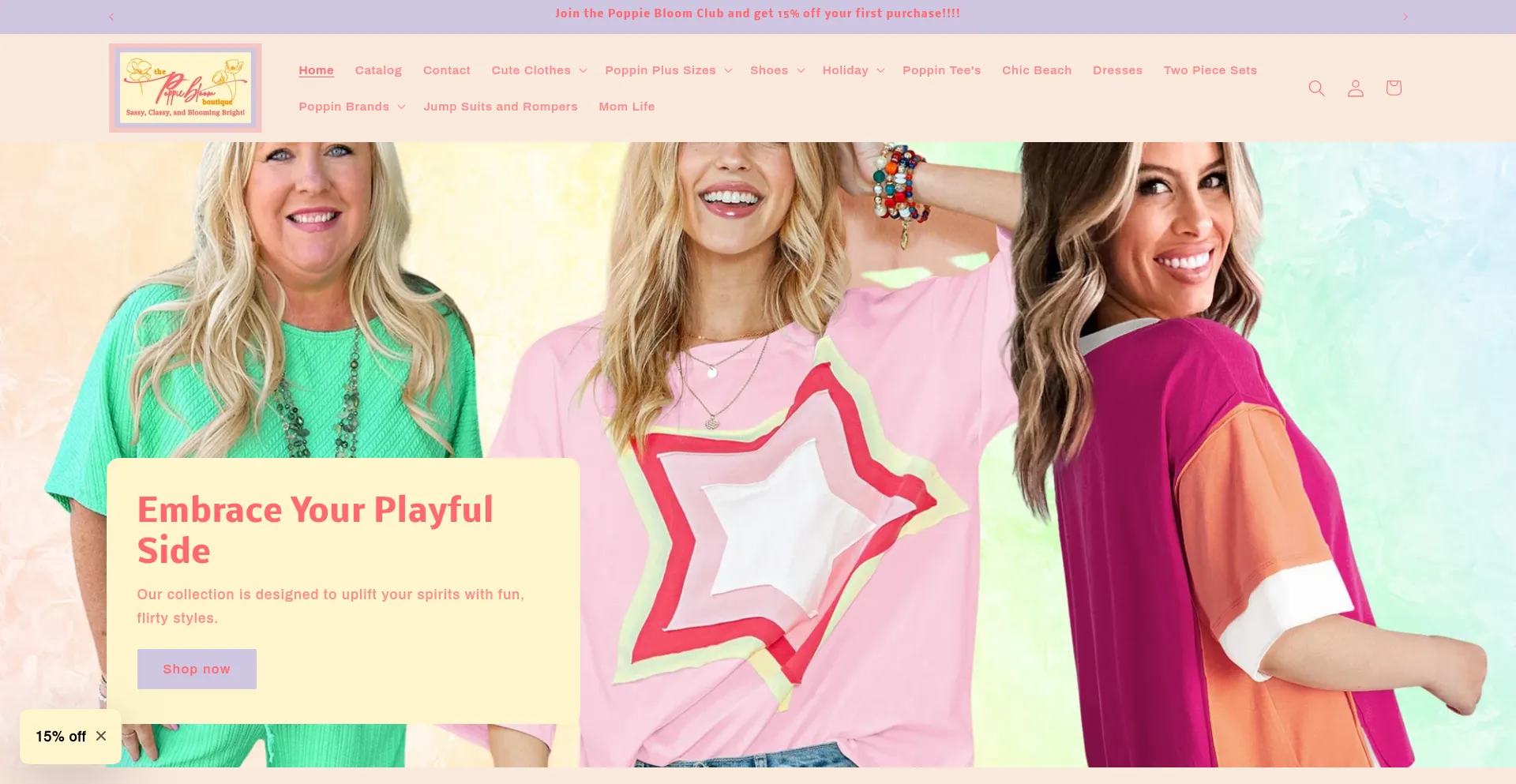 Website screenshot of Thepoppiebloomboutique.com