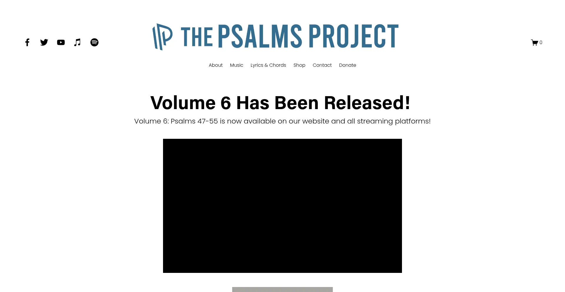 Website screenshot of Thepsalmsproject.com