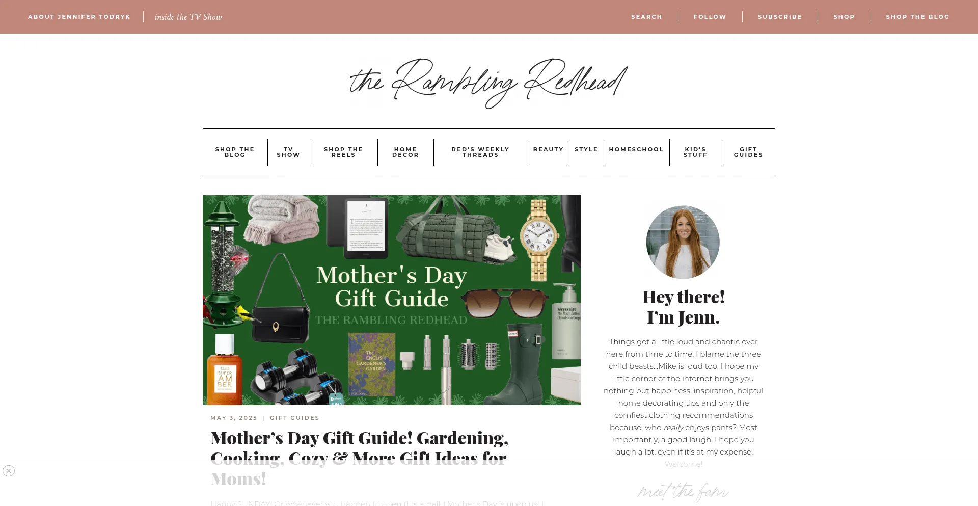 Website screenshot of Theramblingredhead.com