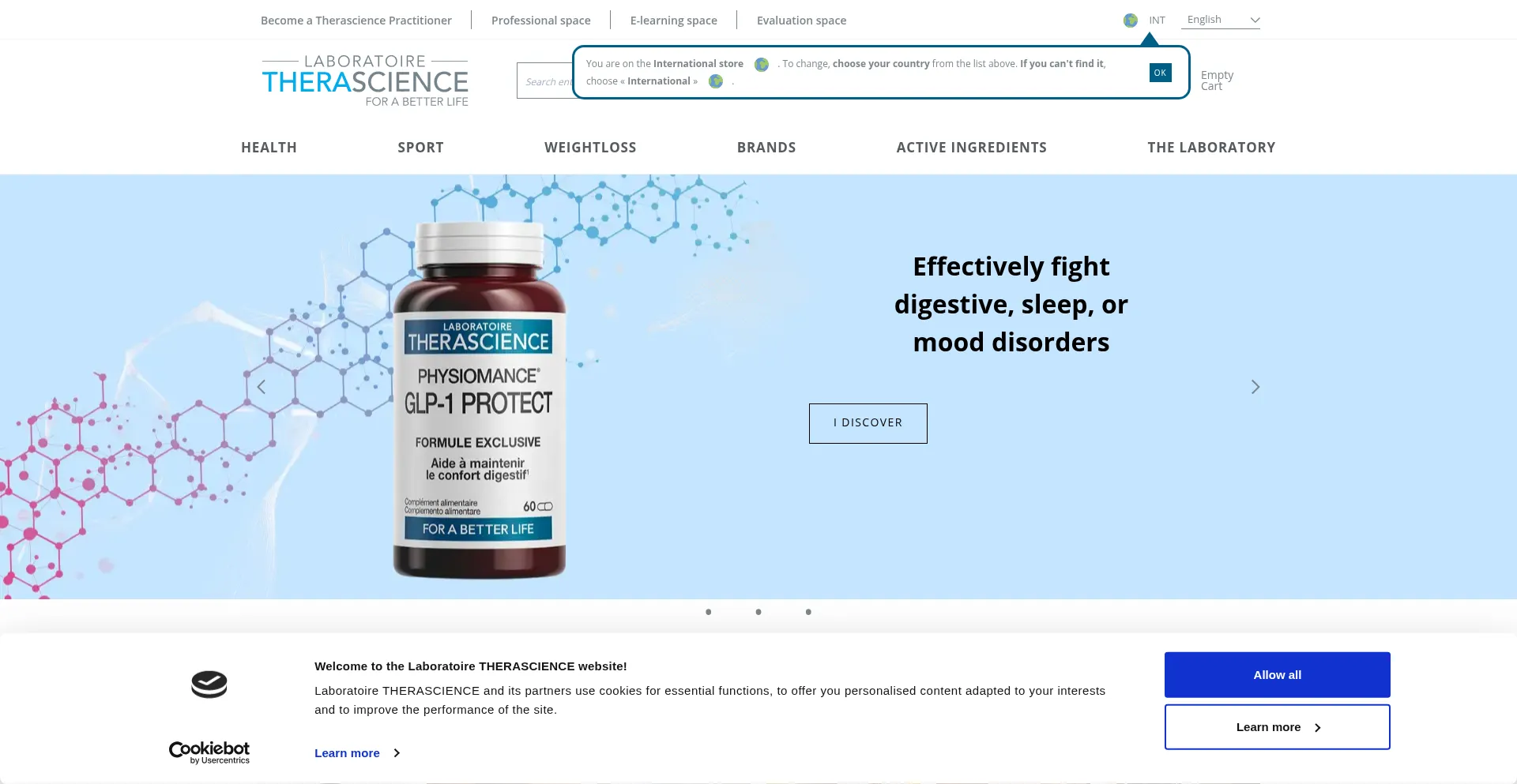 Website screenshot of Therascience.com