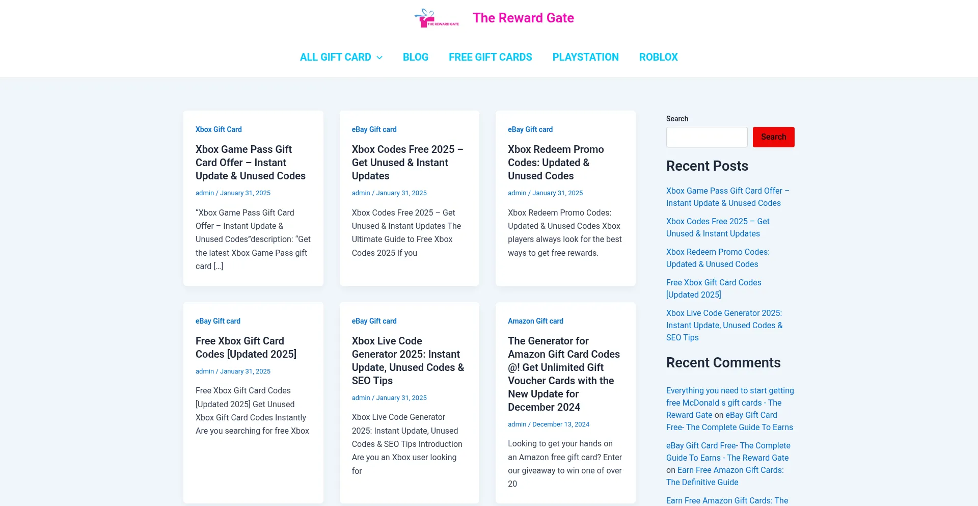 Website screenshot of Therewardgate.com
