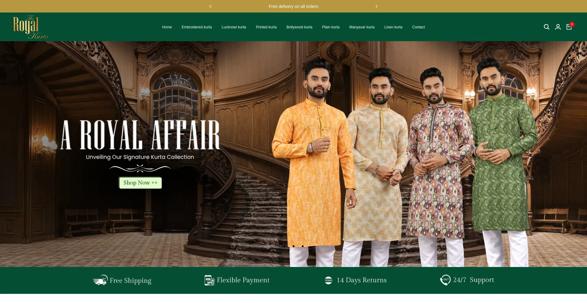 Website screenshot of Theroyalkurta.com