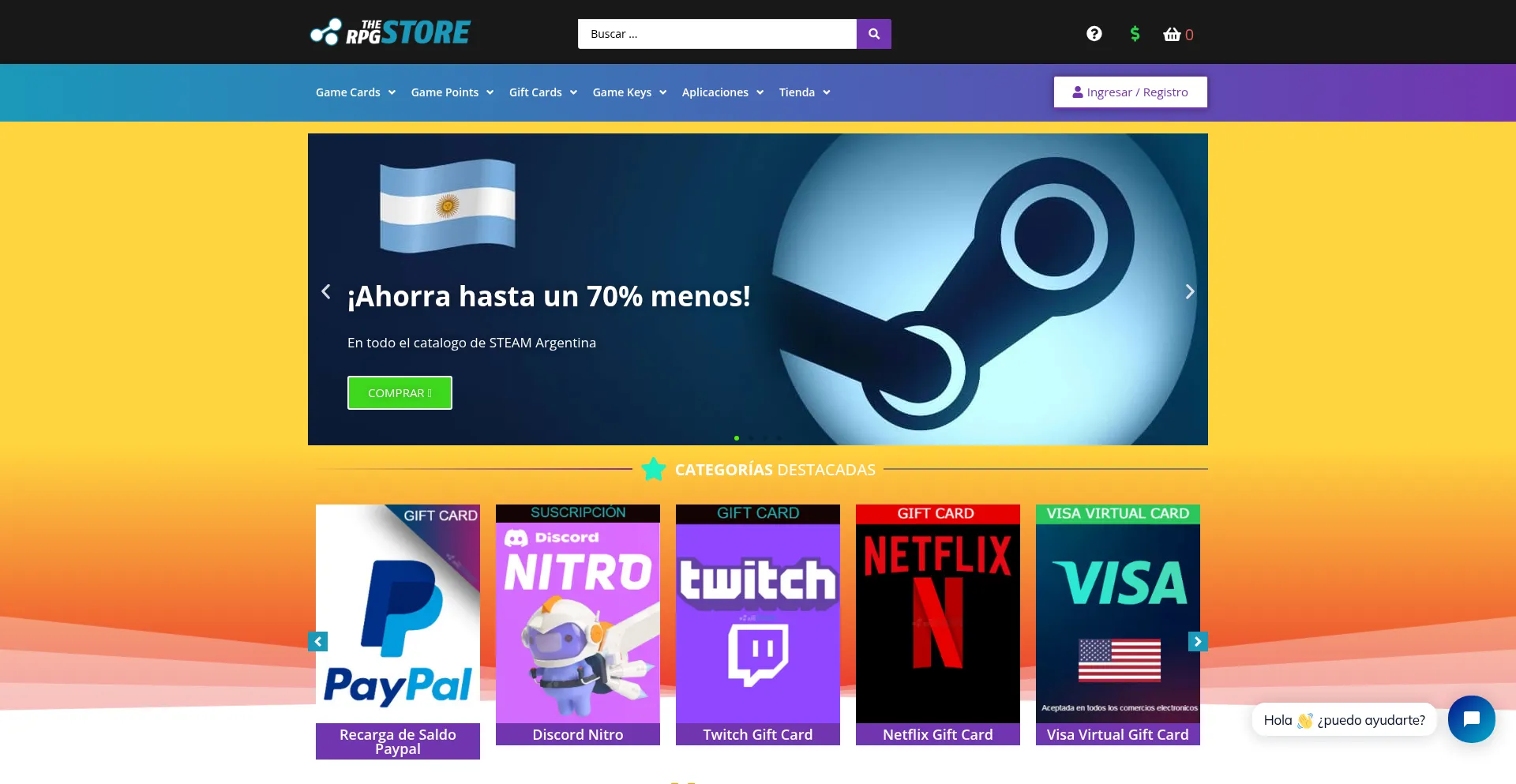 Website screenshot of Therpgstore.com