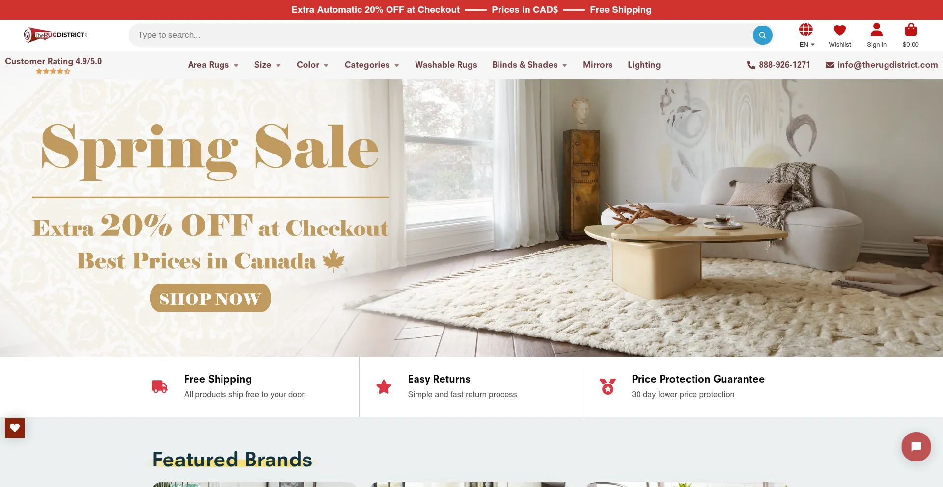 Website screenshot of Therugdistrict.ca